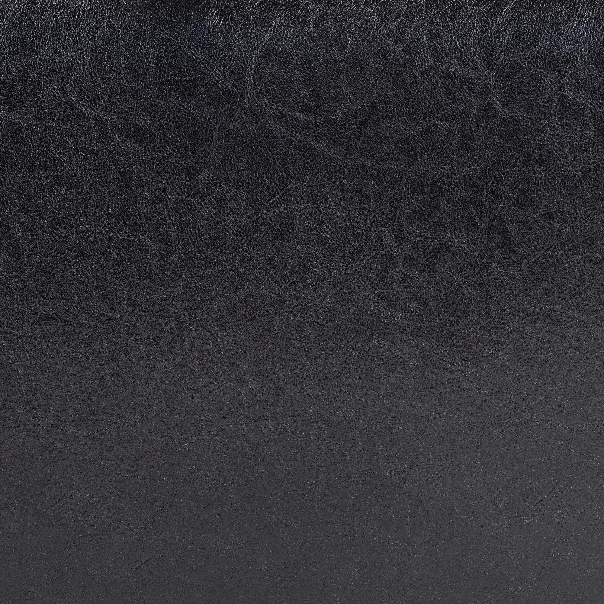 Baxton Studio Black Full Leather Ottoman with Rounded Sides
