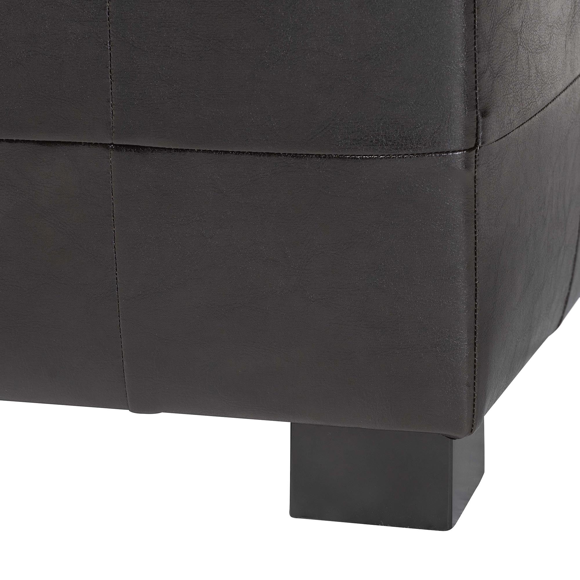 Baxton Studio Dark Brown Full Leather Storage Bench Ottoman with Dimples