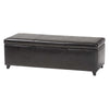 Baxton Studio Dark Brown Full Leather Storage Bench Ottoman with Stitching