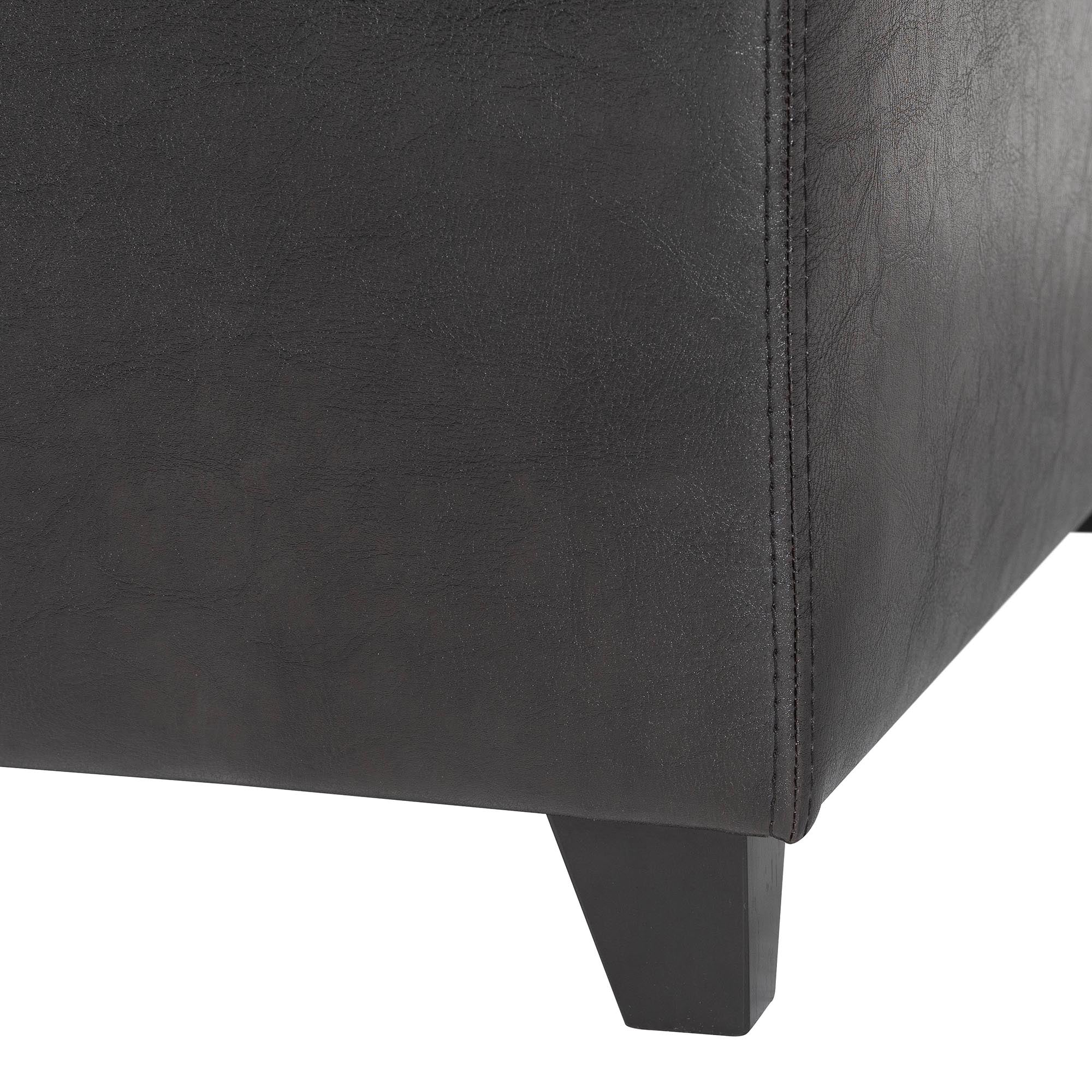 Baxton Studio Dark Brown Full Leather Storage Bench Ottoman with Stitching