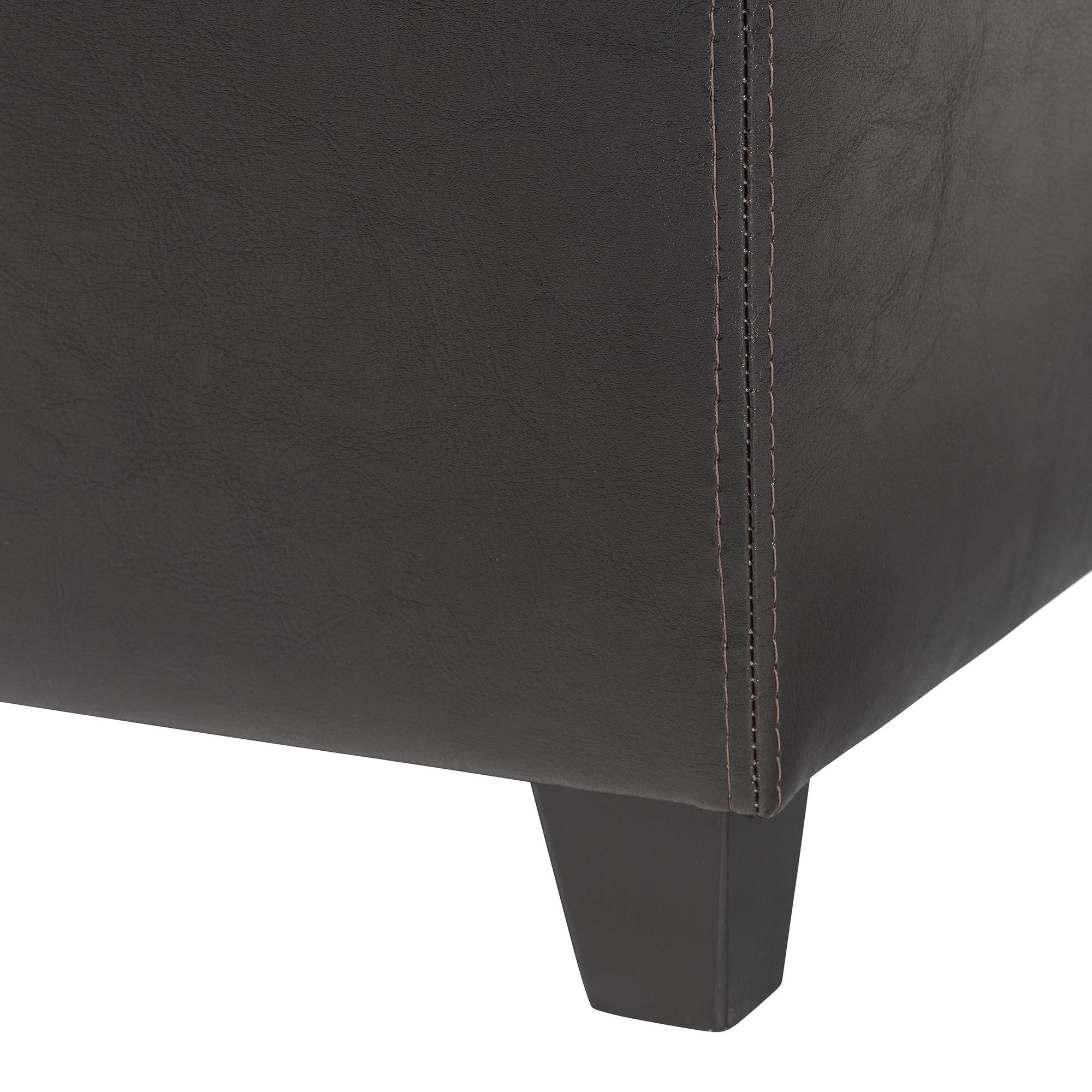 Baxton Studio Dark Brown Full Leather Small Storage Cube Ottoman