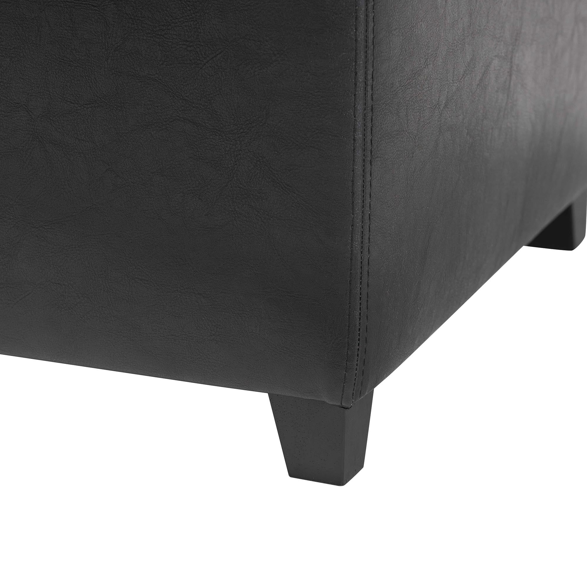 Baxton Studio Black Full Leather Small Storage Cube Ottoman