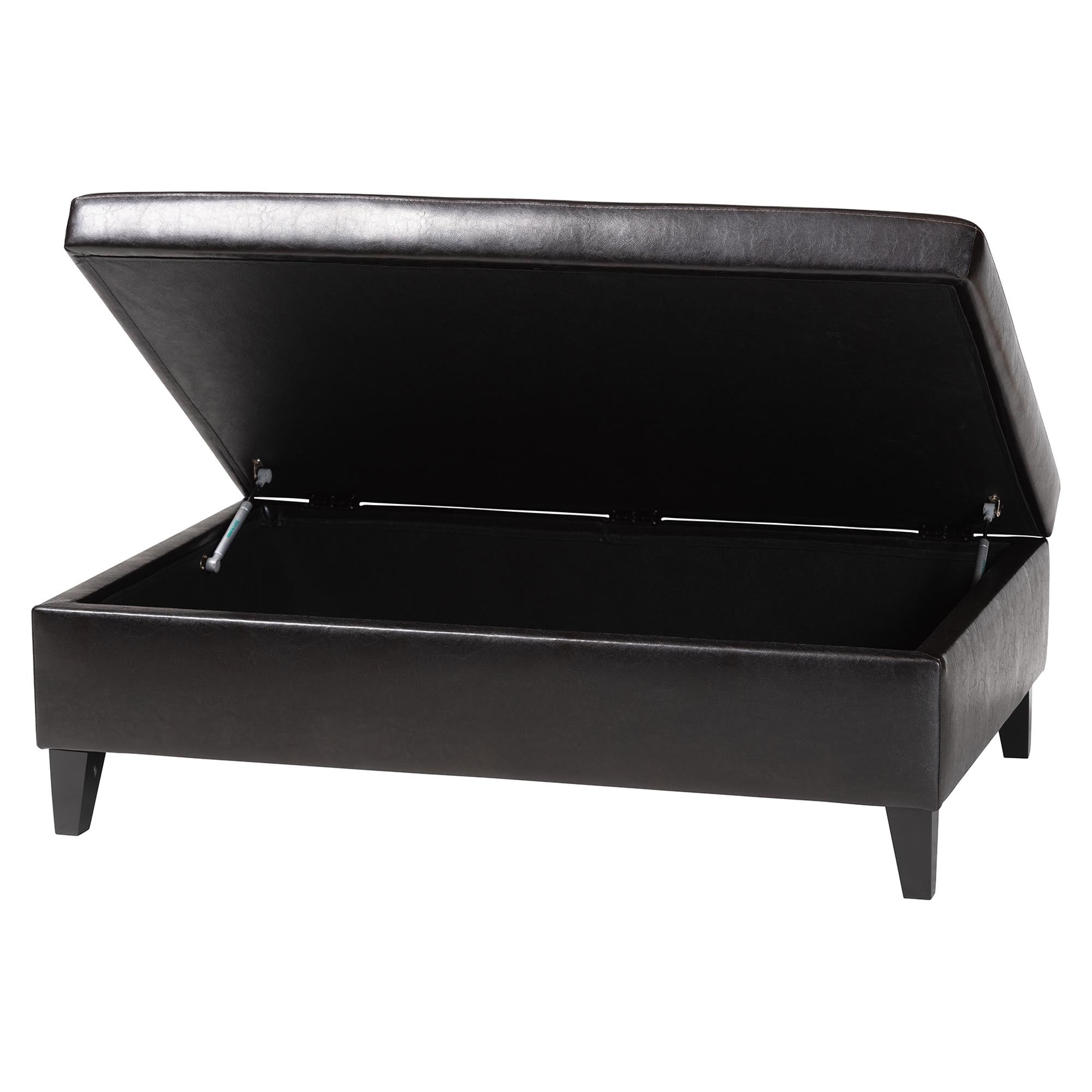 Baxton Studio Sandusky Dark Brown Full Leather Cocktail Ottoman