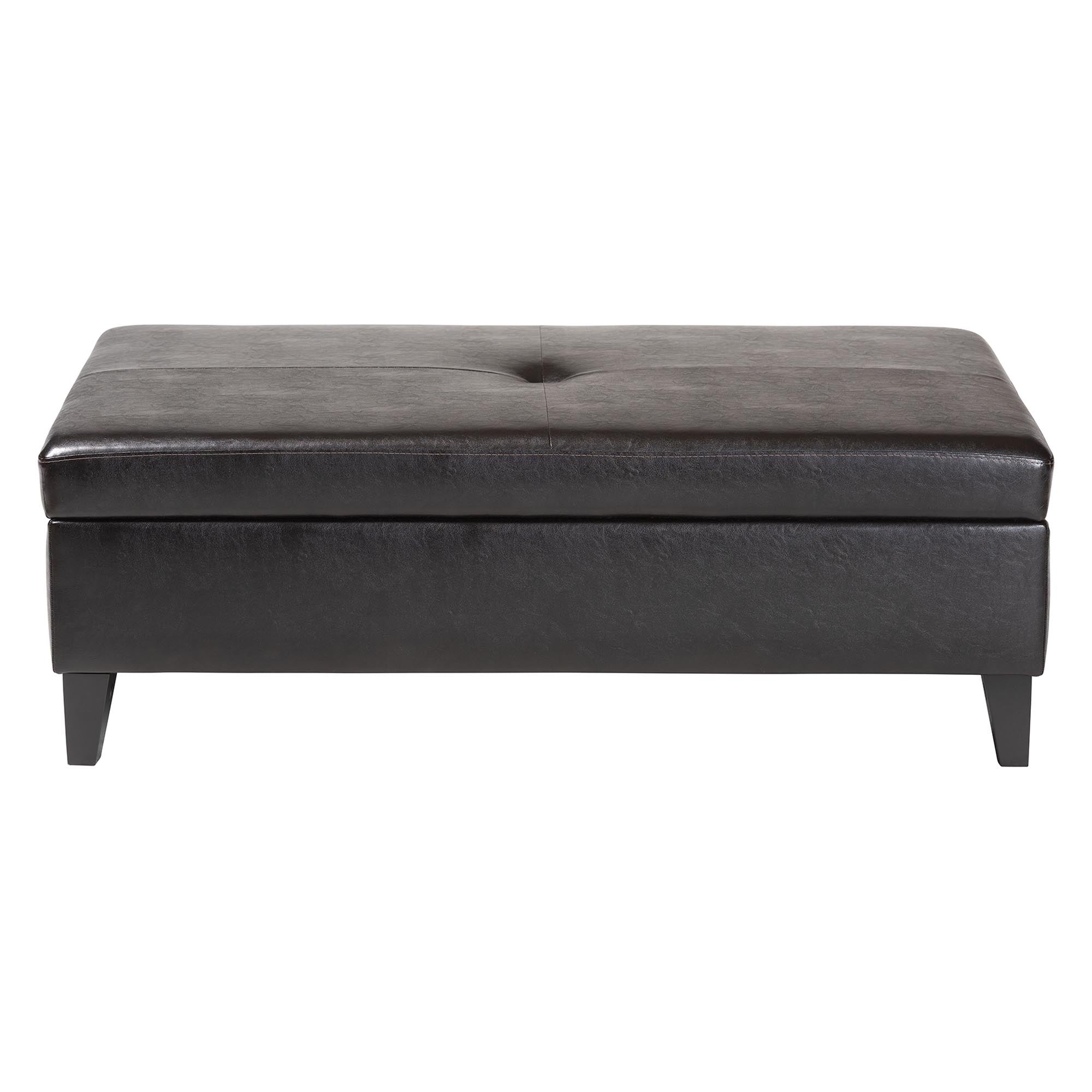 Baxton Studio Sandusky Dark Brown Full Leather Cocktail Ottoman