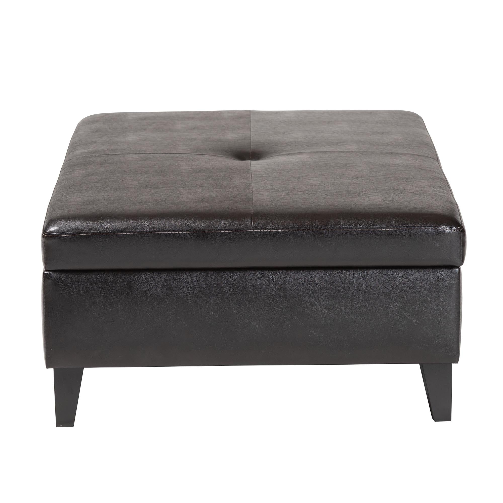Baxton Studio Sandusky Dark Brown Full Leather Cocktail Ottoman