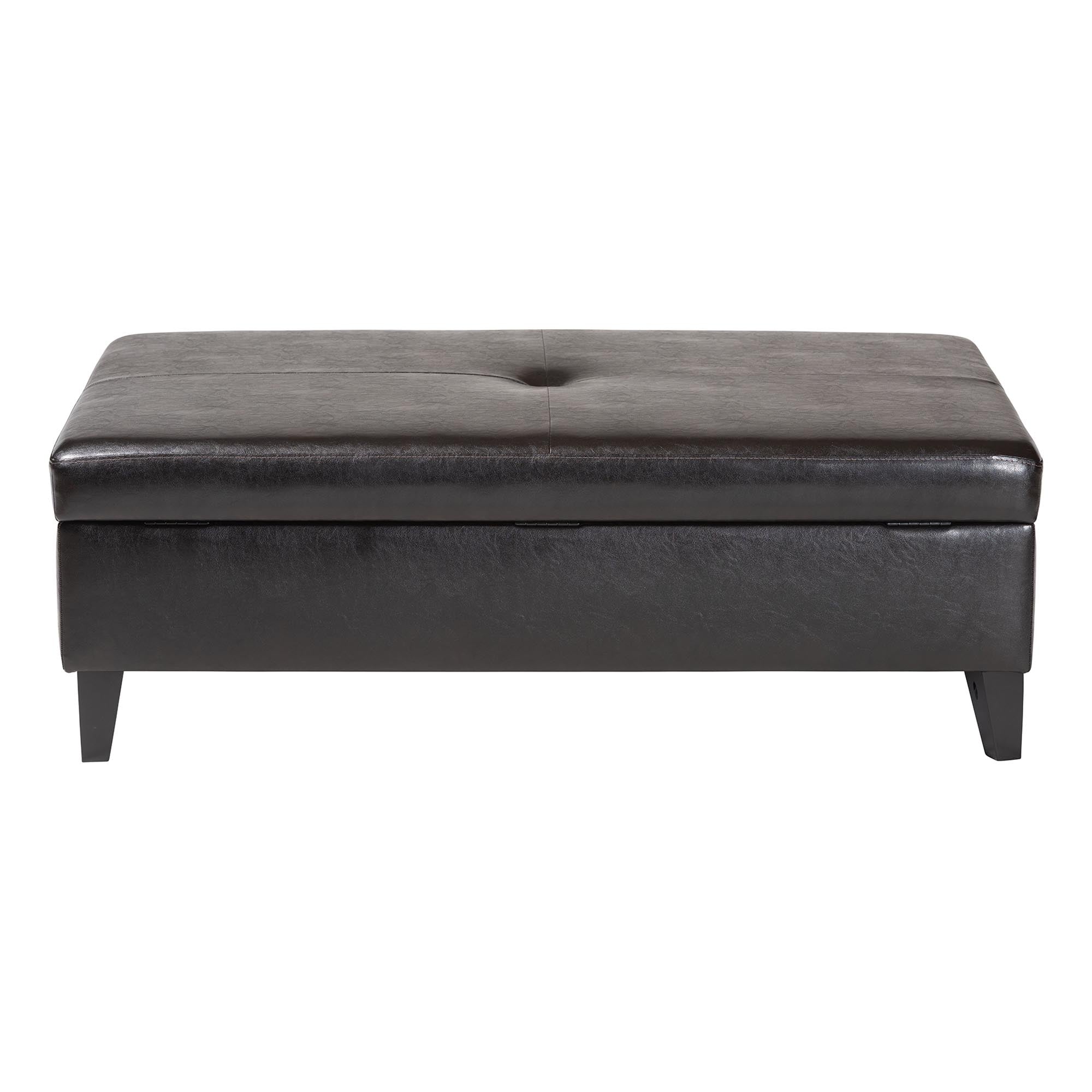 Baxton Studio Sandusky Dark Brown Full Leather Cocktail Ottoman
