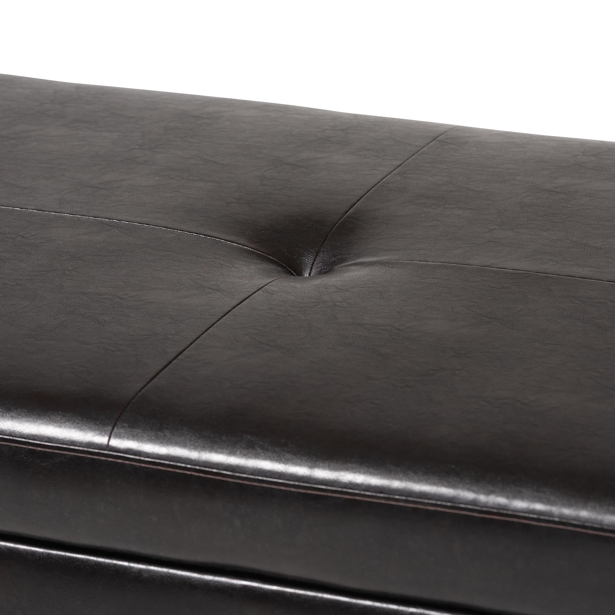 Baxton Studio Sandusky Dark Brown Full Leather Cocktail Ottoman