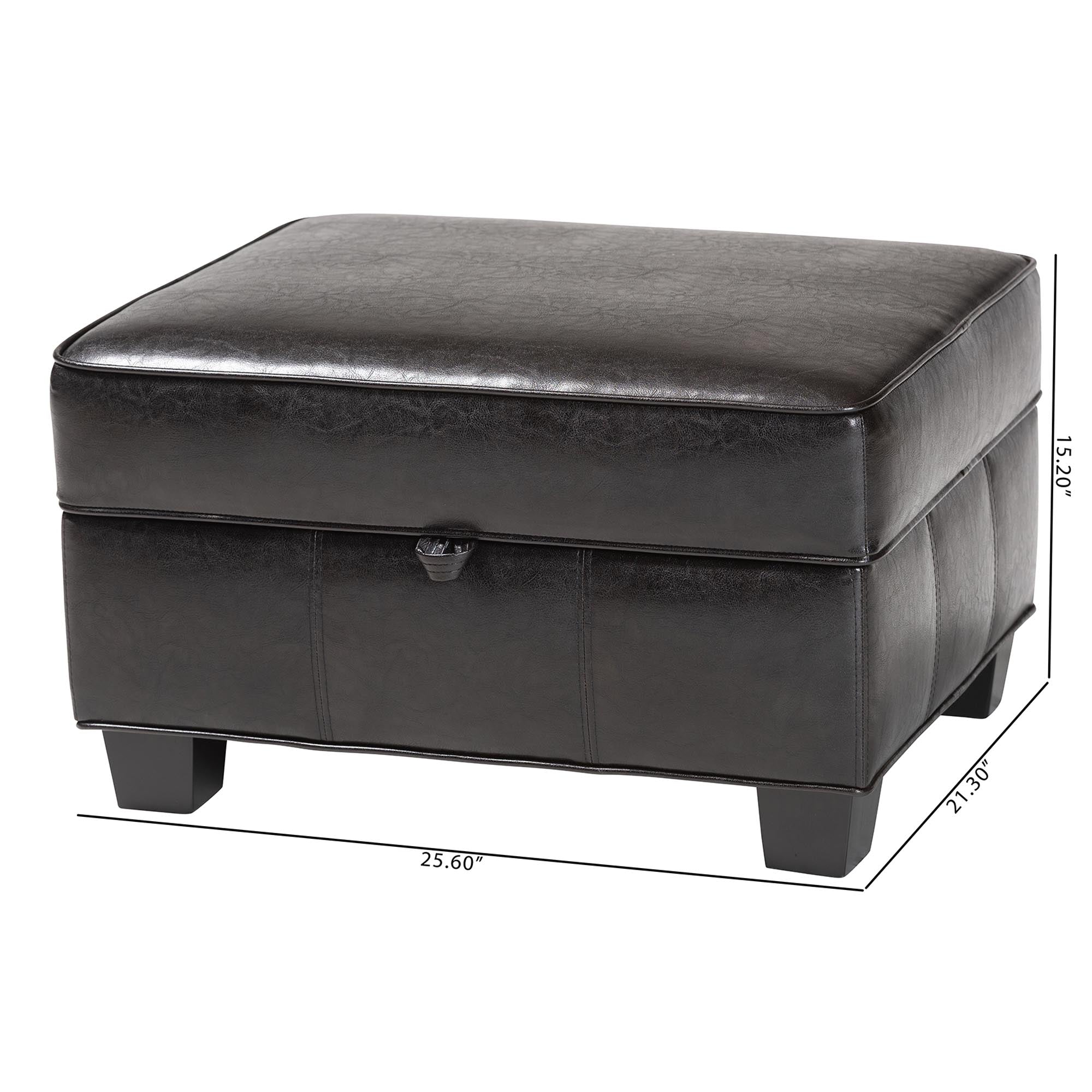 Baxton Studio Agustus Brown Leather Storage Ottoman