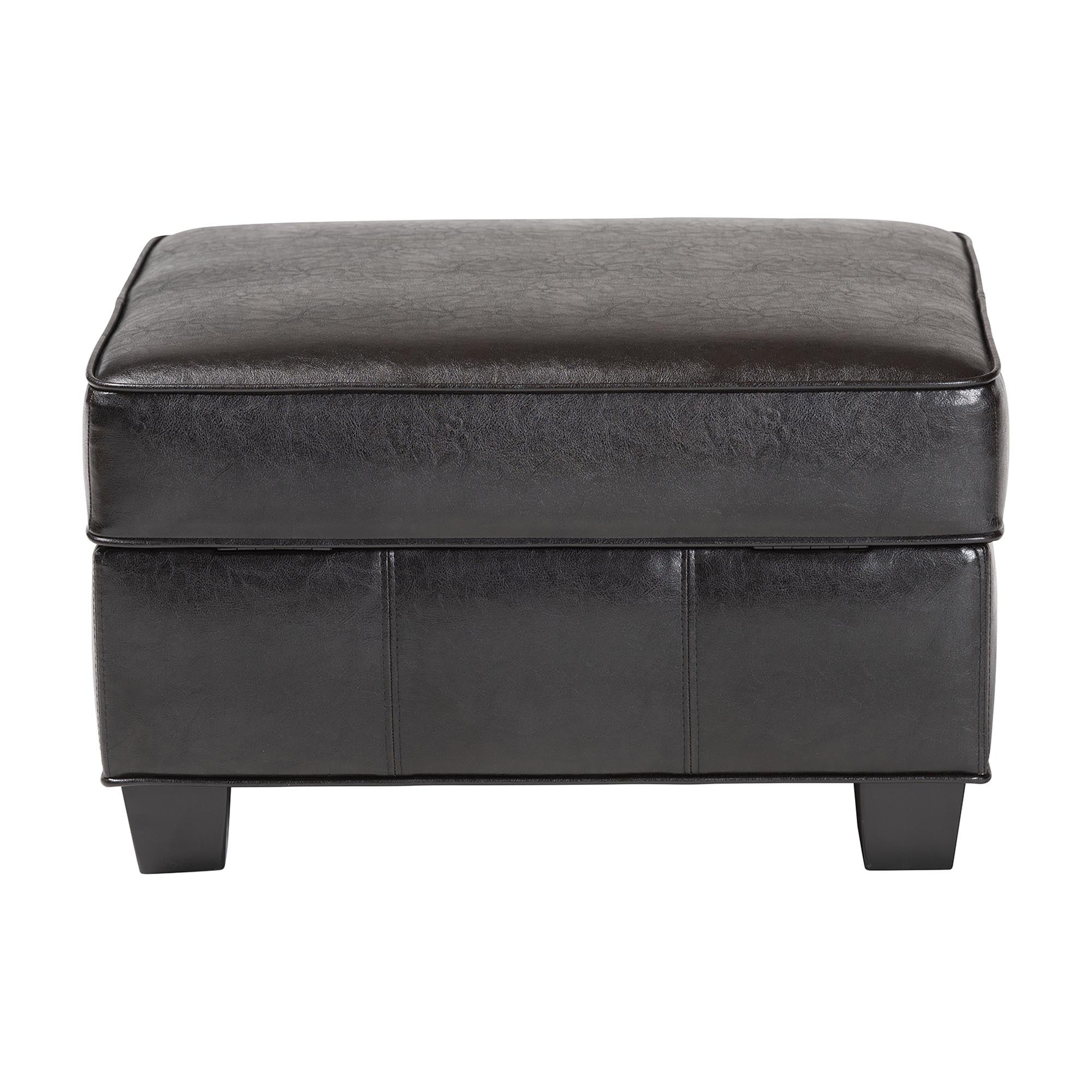 Baxton Studio Agustus Brown Leather Storage Ottoman