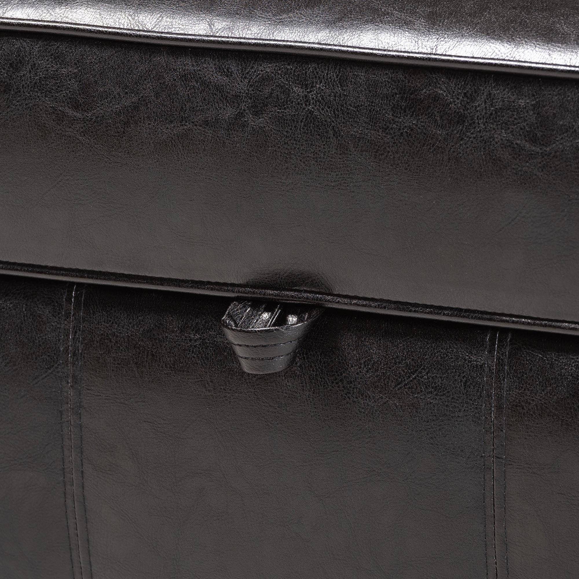 Baxton Studio Agustus Brown Leather Storage Ottoman