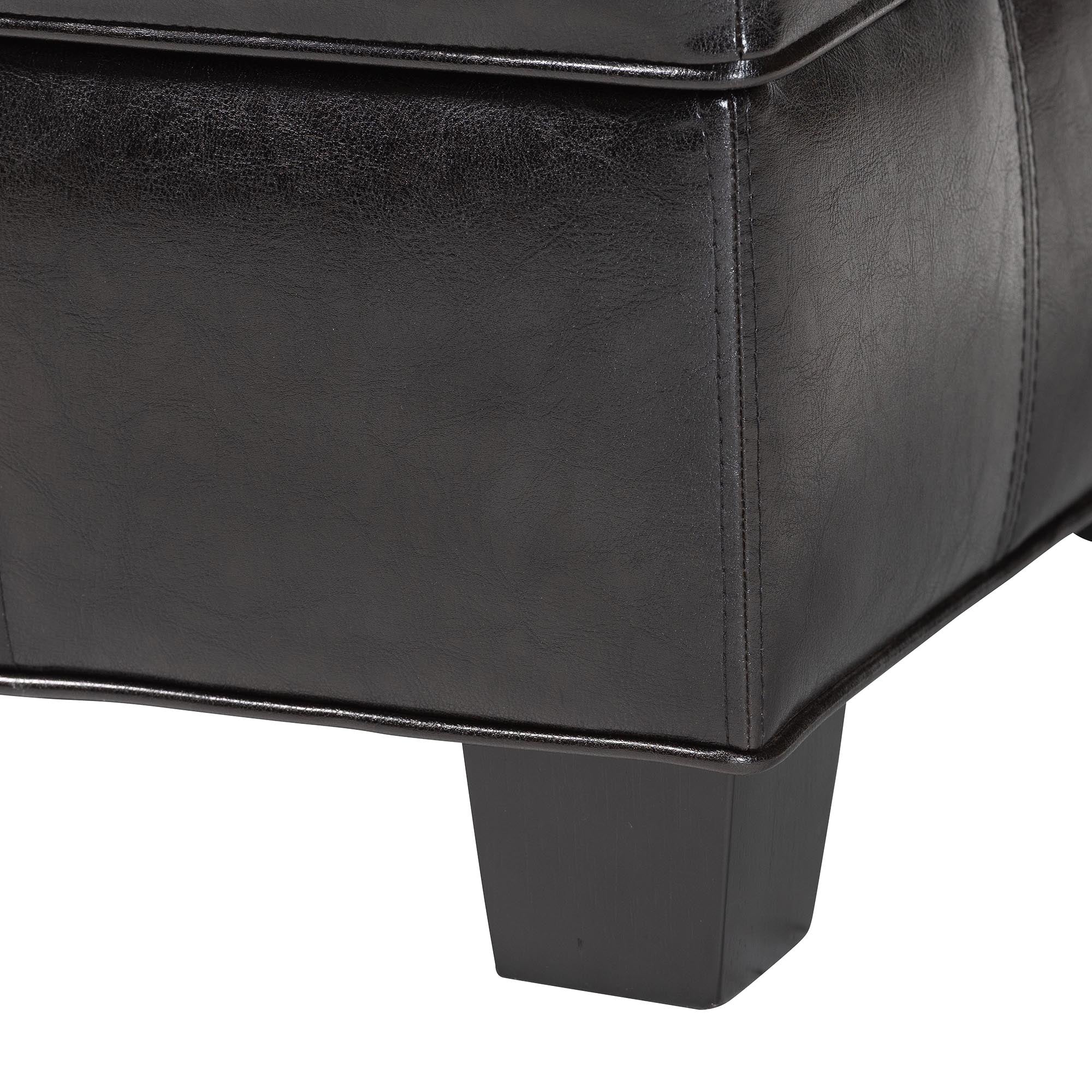 Baxton Studio Agustus Brown Leather Storage Ottoman