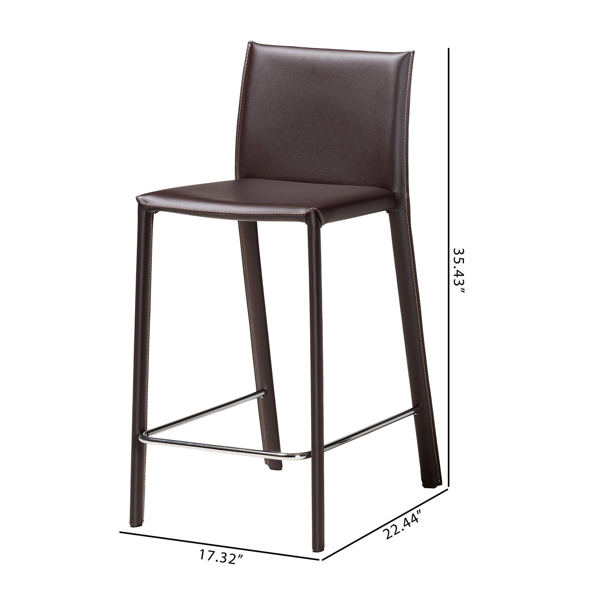 Baxton Studio Crawford Brown Leather 2-Piece Counter Height Stool Set