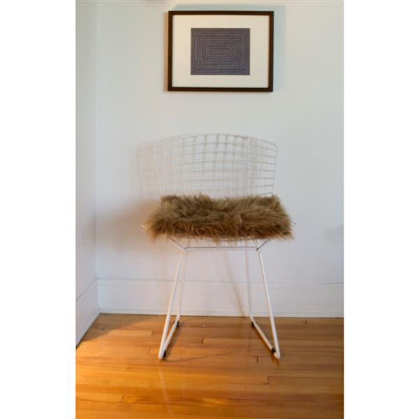 Set of Two 16" X 2" Tan Faux Fur Chair Pads