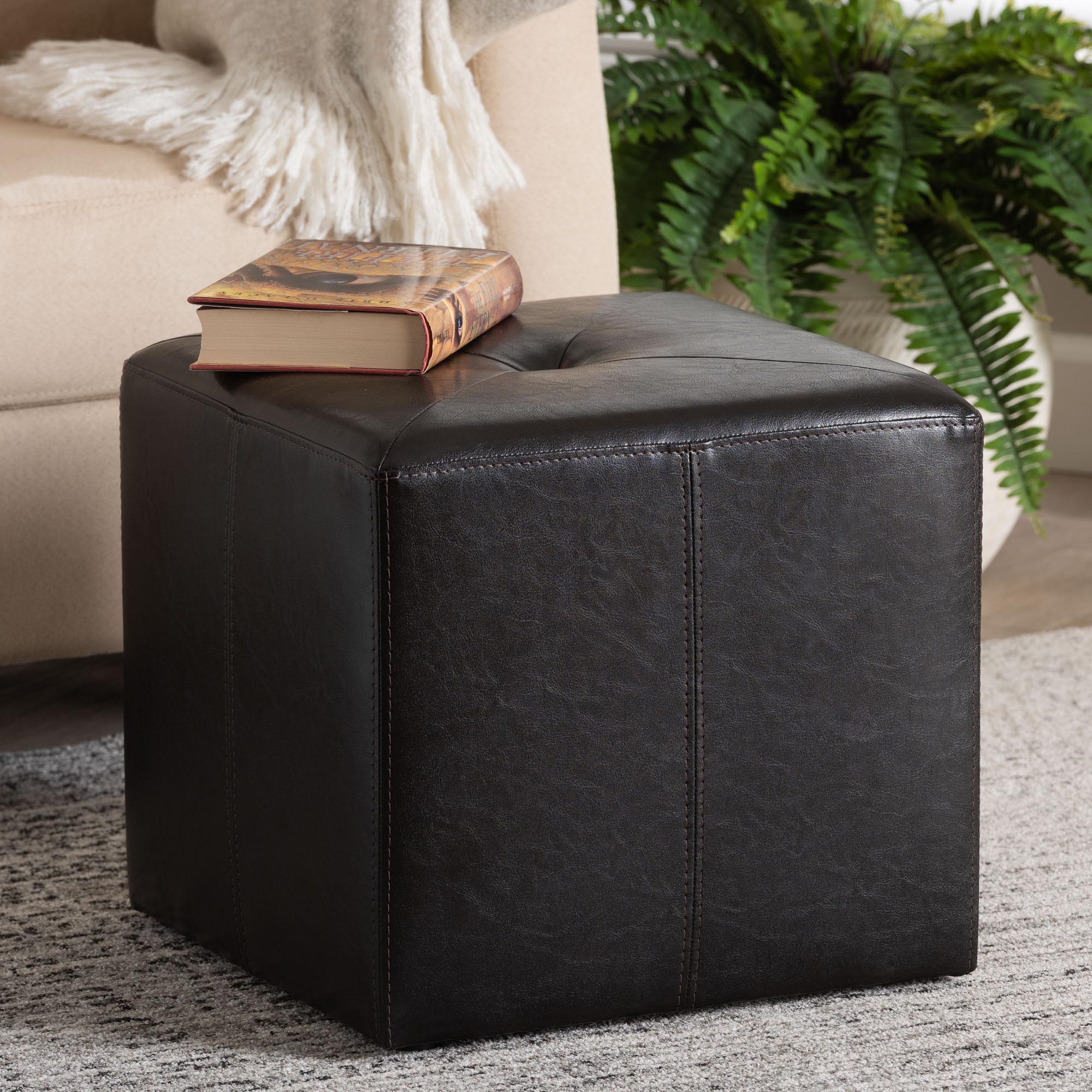Baxton Studio Aric Bonded Leather Ottoman
