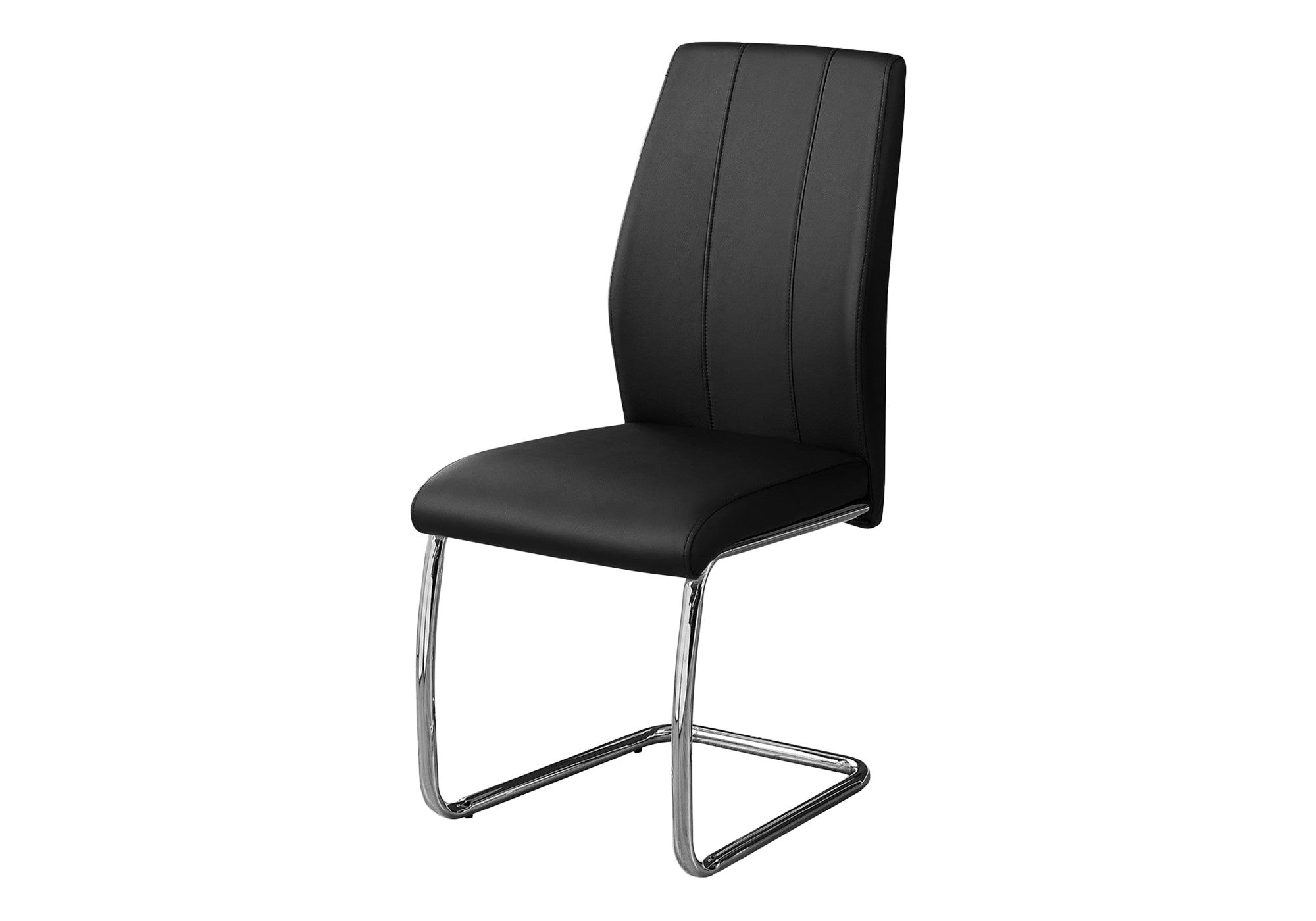 Set of Two Black And Silver Upholstered Faux Leather Dining Side Chairs