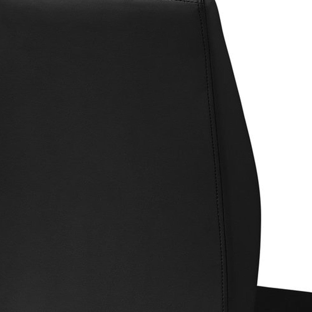Set of Two Black And Silver Upholstered Faux Leather Dining Side Chairs
