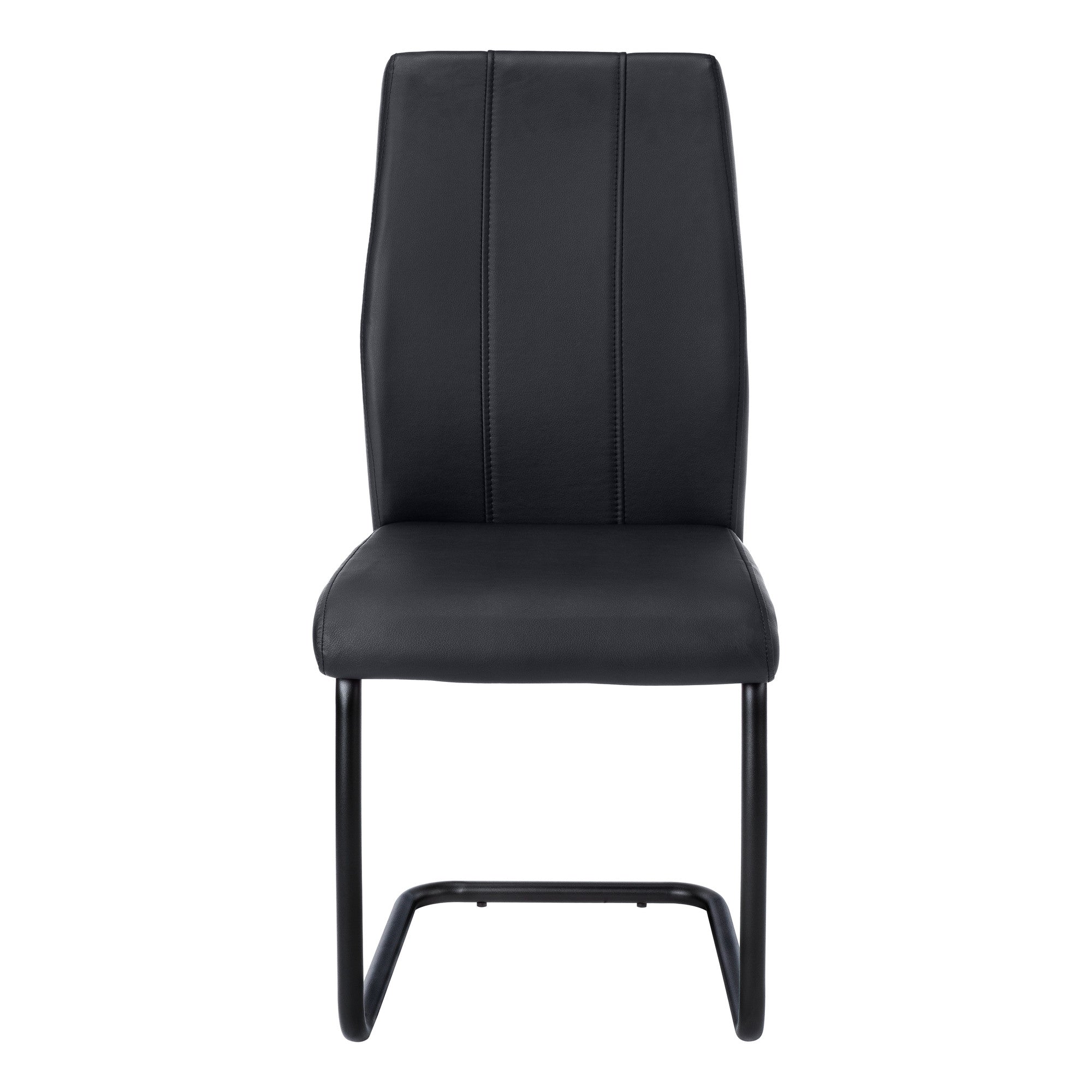 Set of Two Black Upholstered Faux Leather Dining Side Chairs