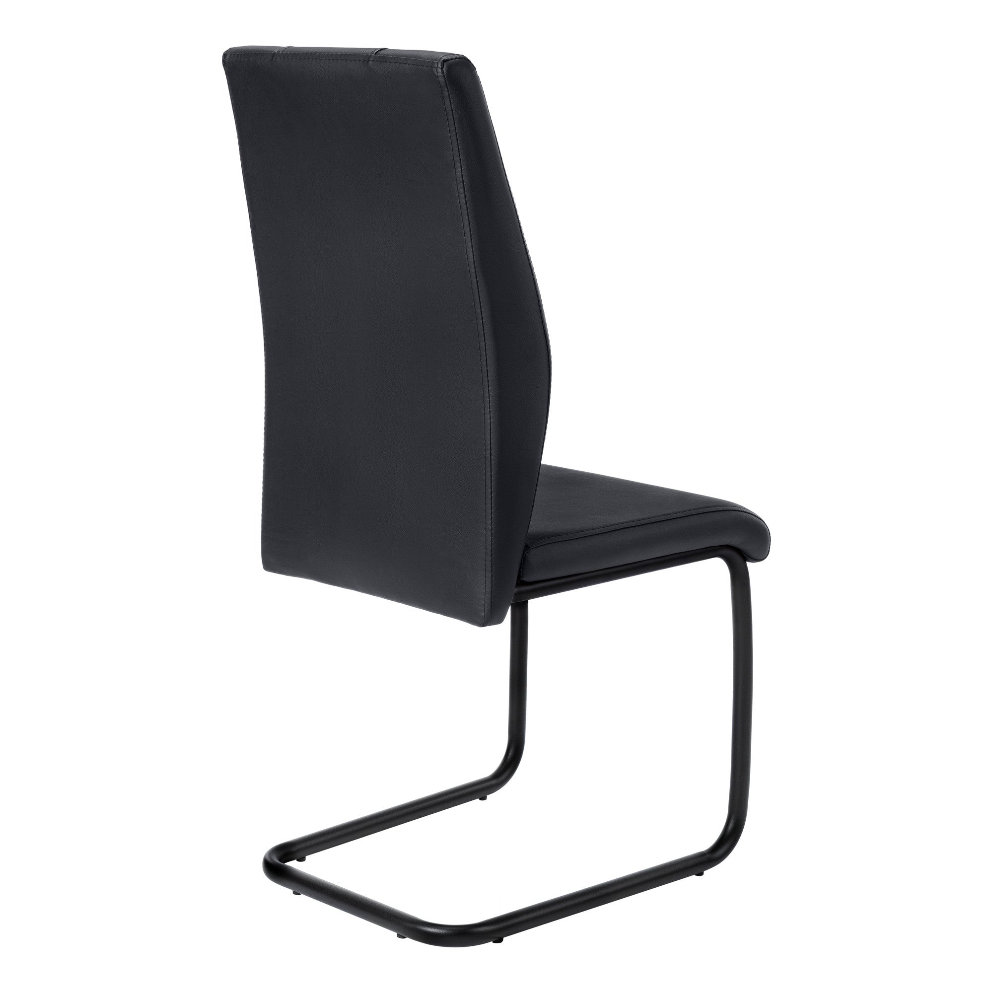 Set of Two Black Upholstered Faux Leather Dining Side Chairs