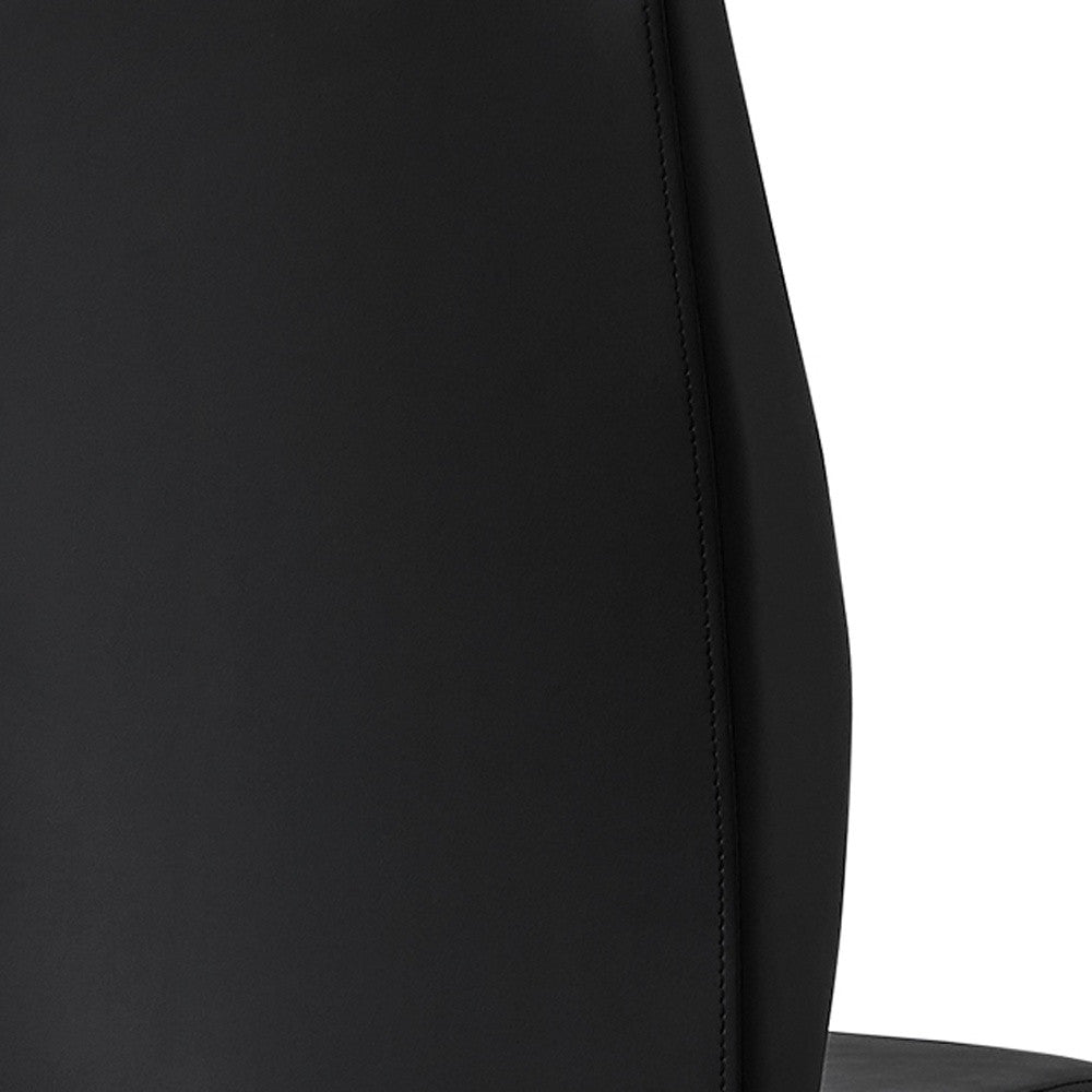 Set of Two Black Upholstered Faux Leather Dining Side Chairs