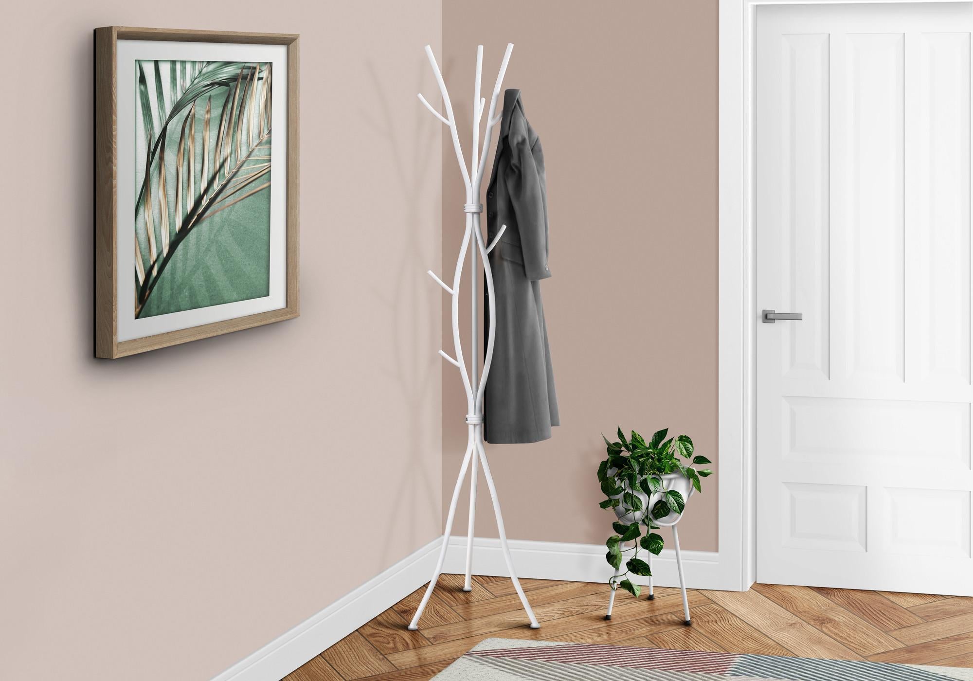 74" White Metal Modern Tree Branch Coat Rack