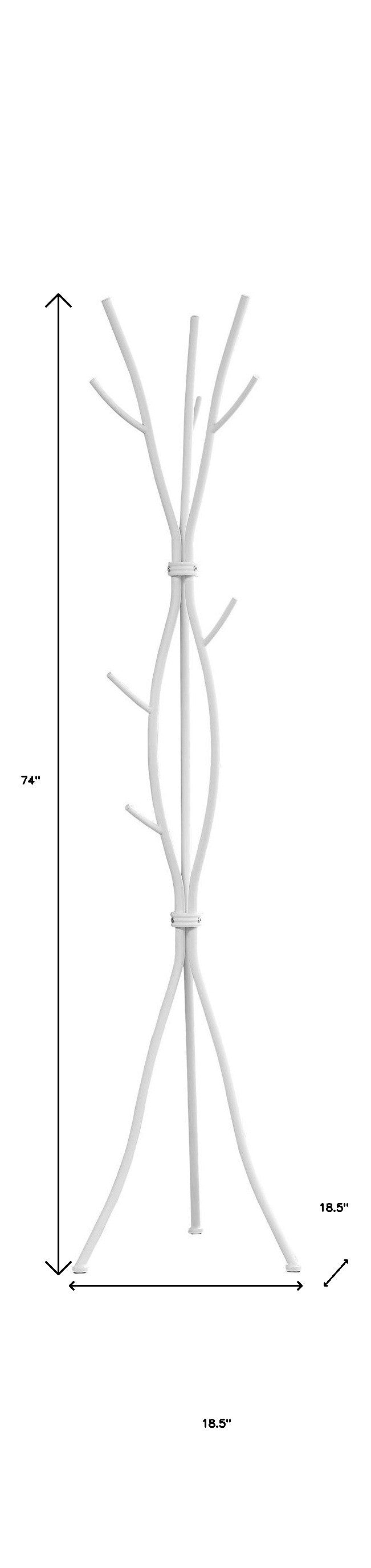 74" White Metal Modern Tree Branch Coat Rack