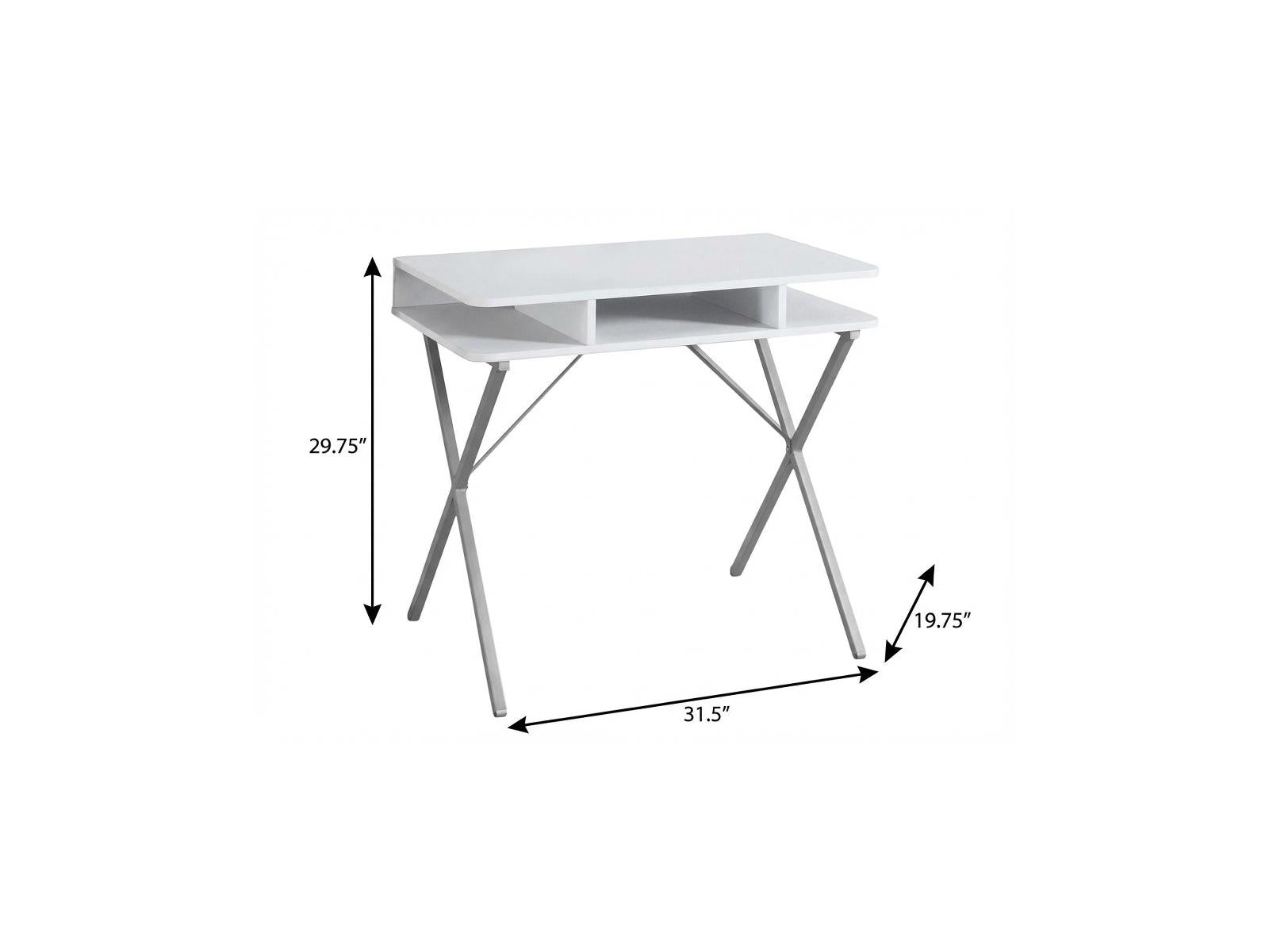 32" White and Silver Computer Desk
