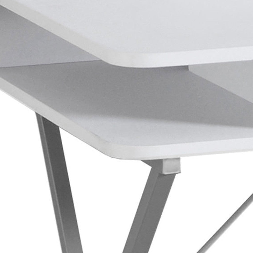 32" White and Silver Computer Desk