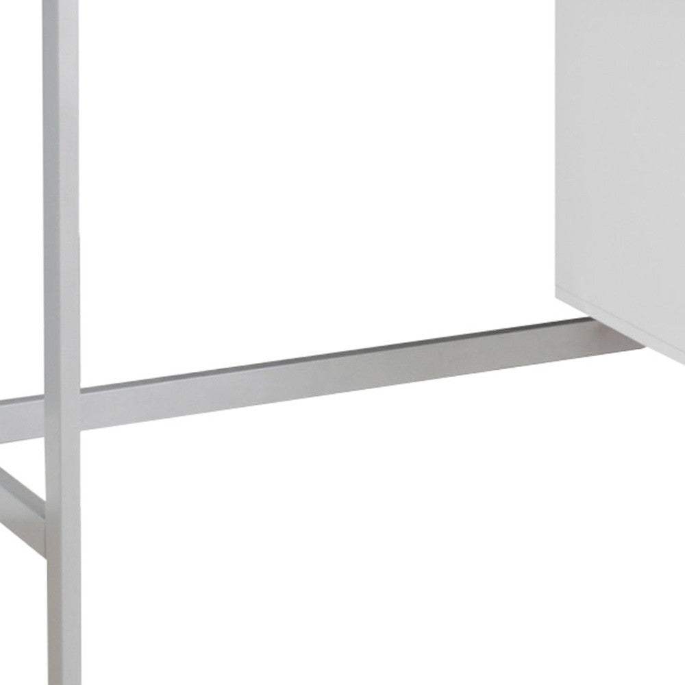 47" White and Silver Computer Desk With Two Drawers