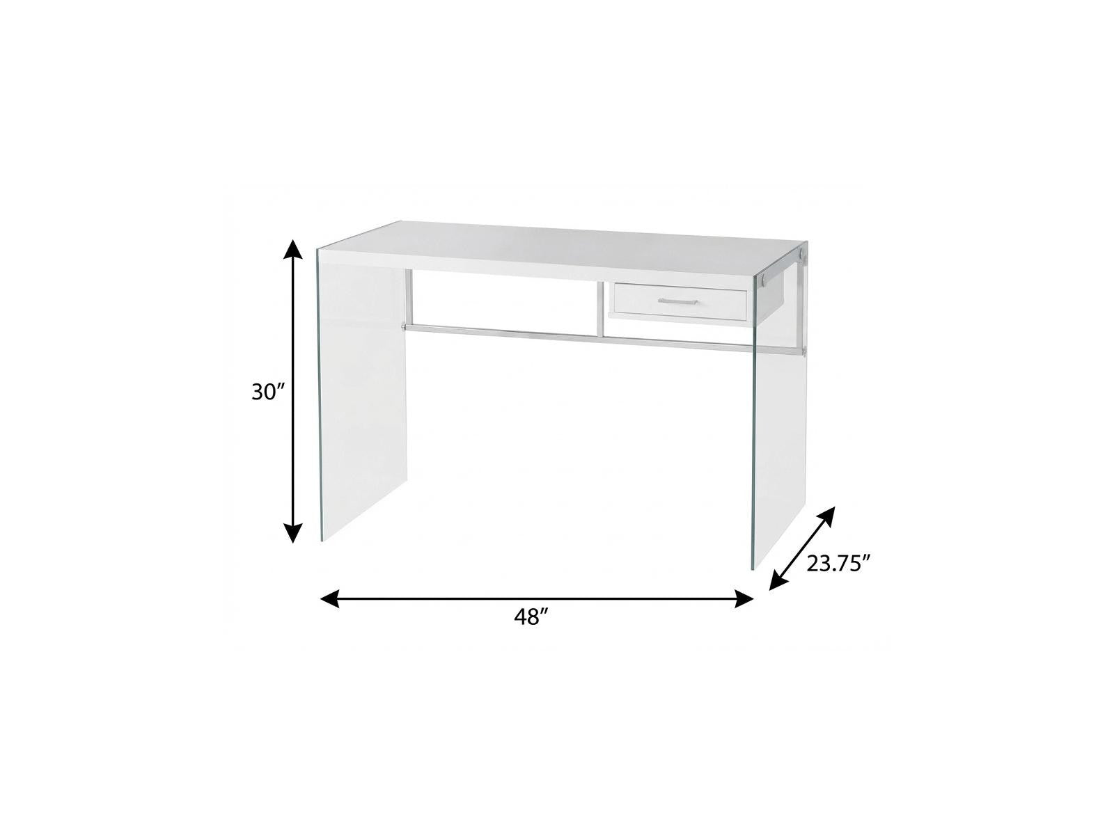 48" White and Clear Computer Desk