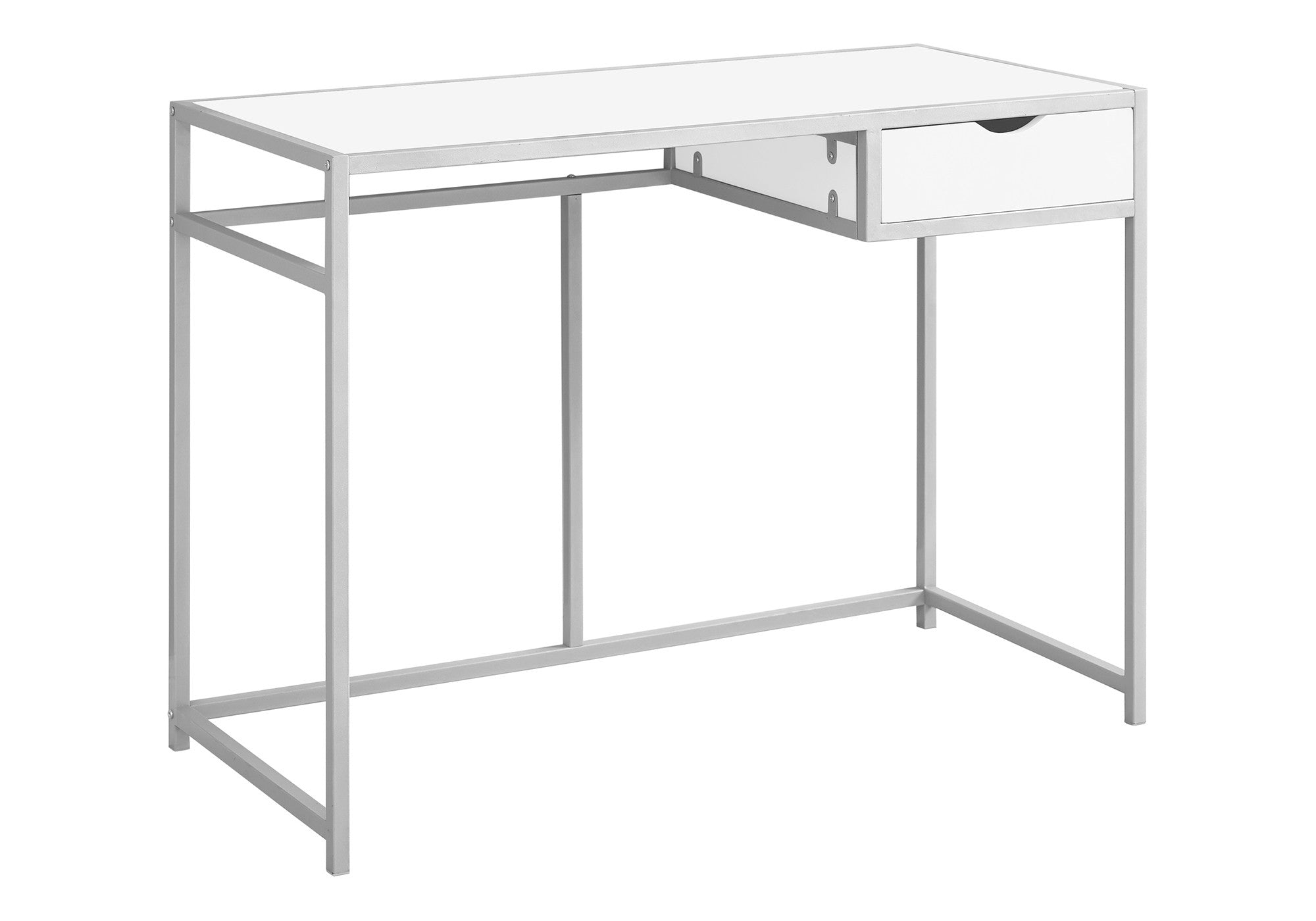 42" White and Silver Computer Desk