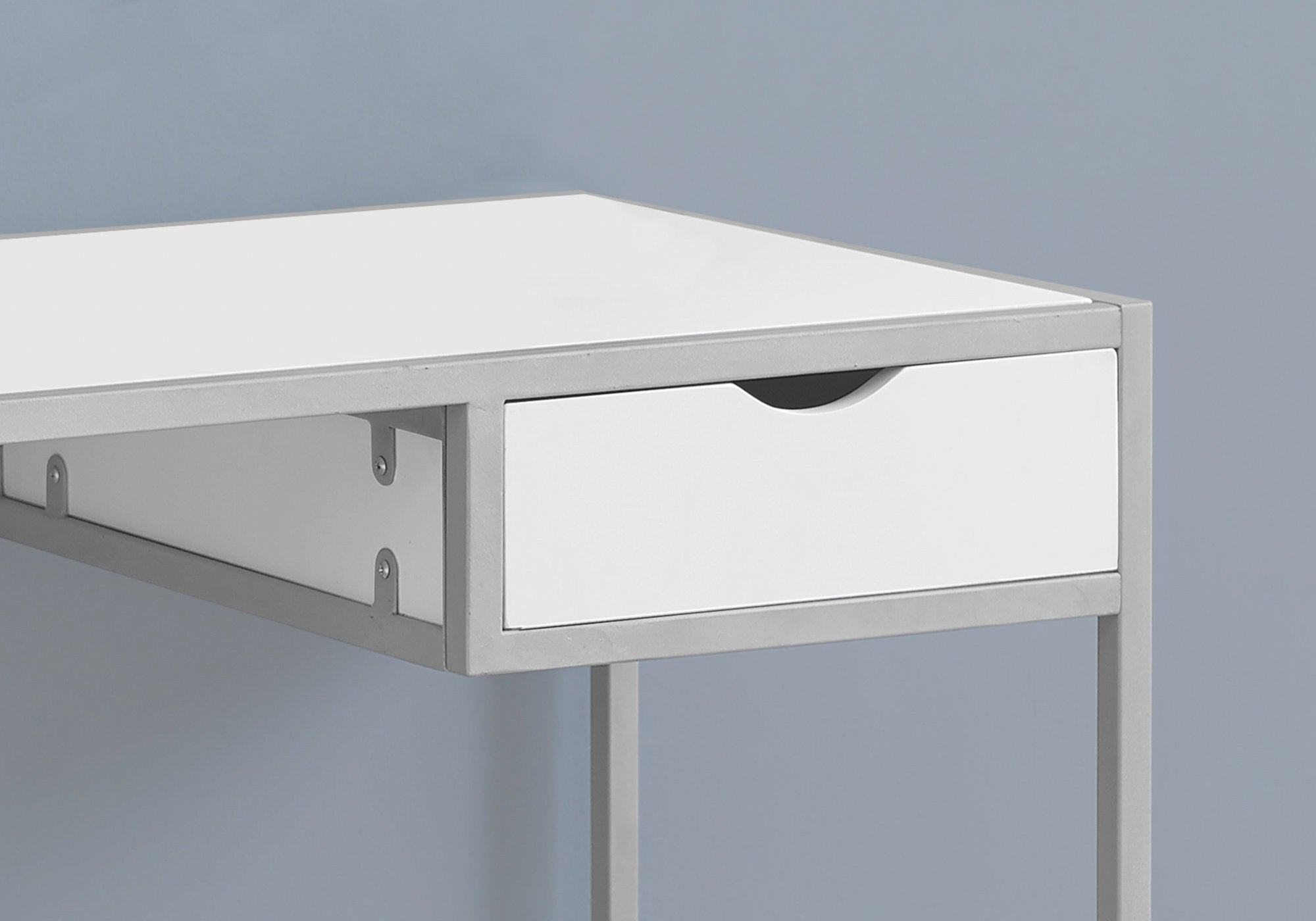 42" White and Silver Computer Desk