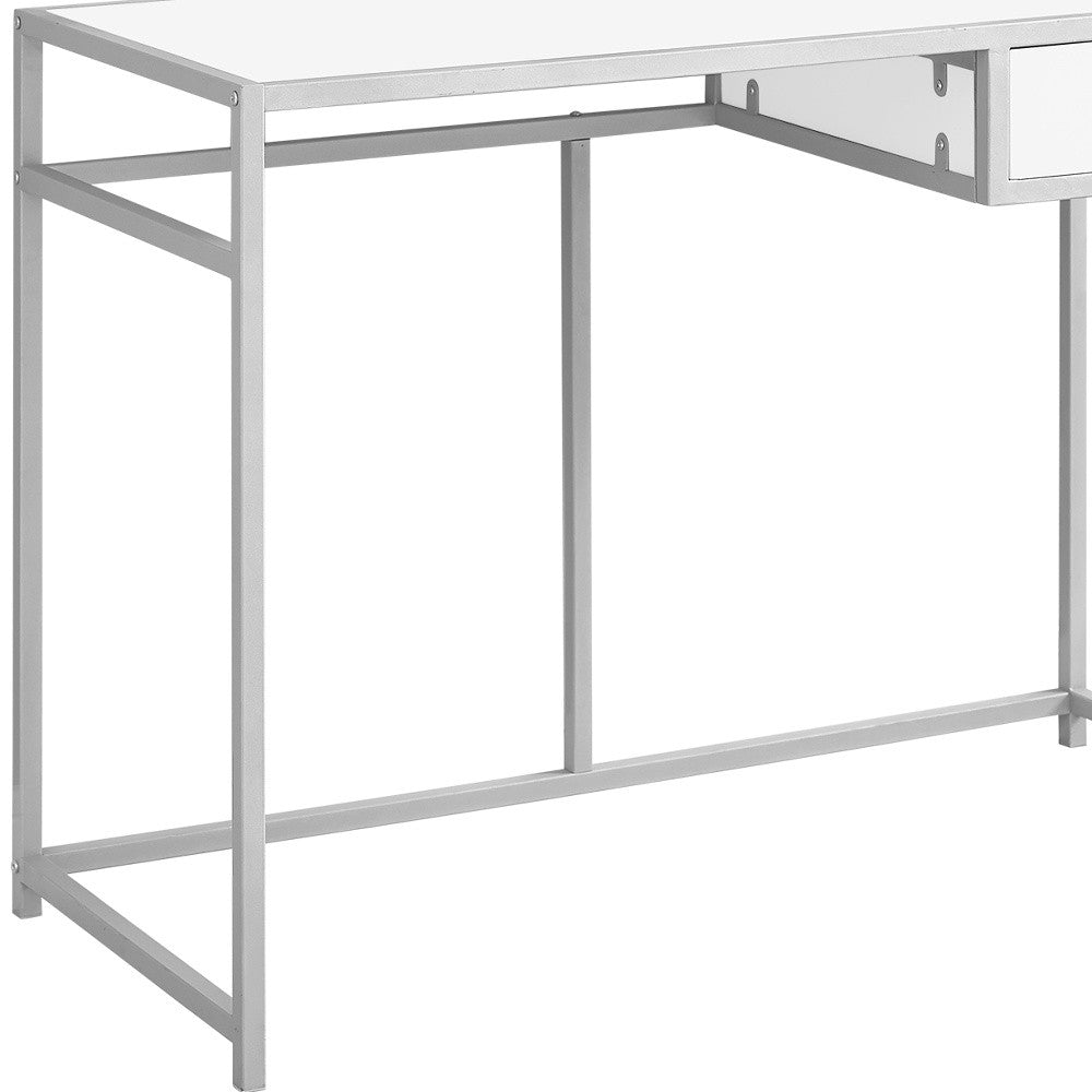 42" White and Silver Computer Desk