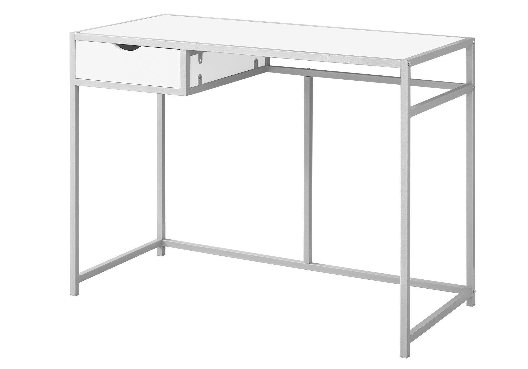 42" White and Silver Computer Desk