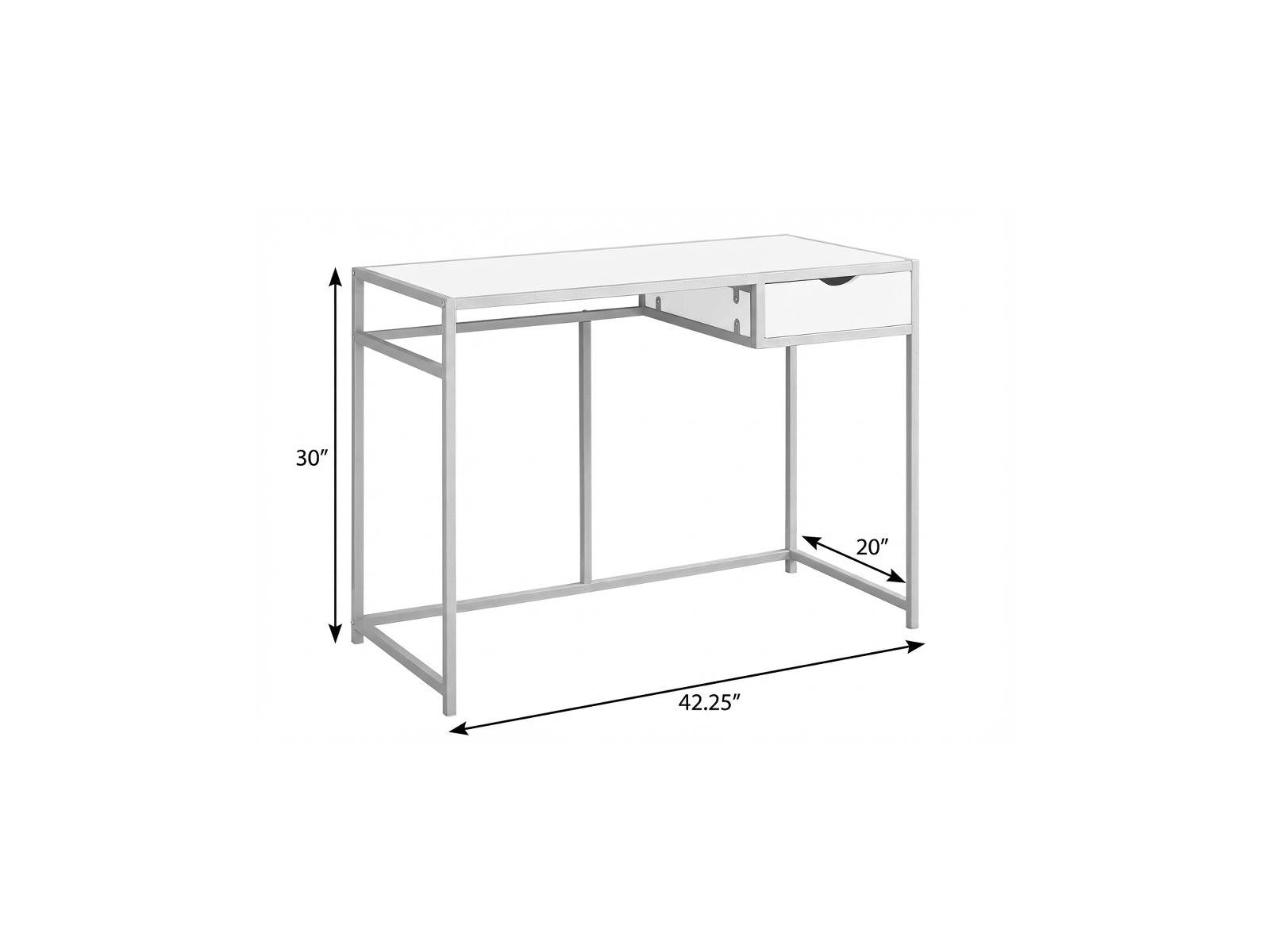 42" White and Silver Computer Desk