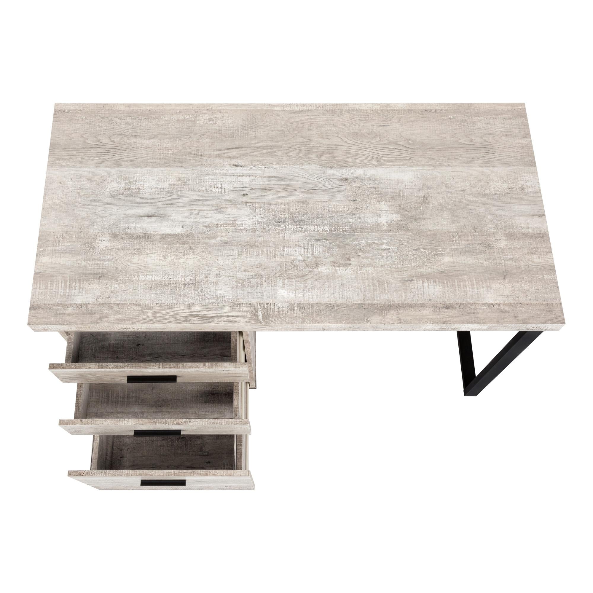 47" Taupe and Black Computer Desk With Three Drawers
