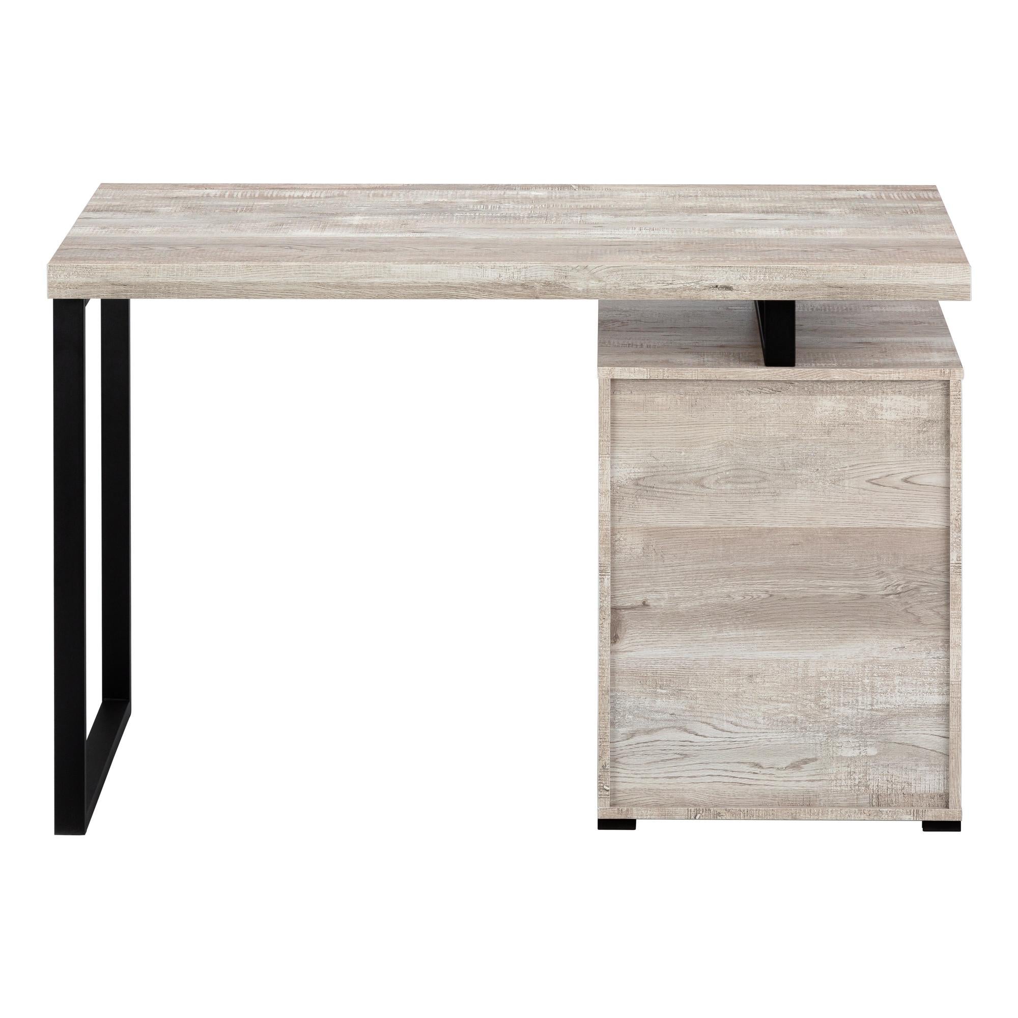 47" Taupe and Black Computer Desk With Three Drawers