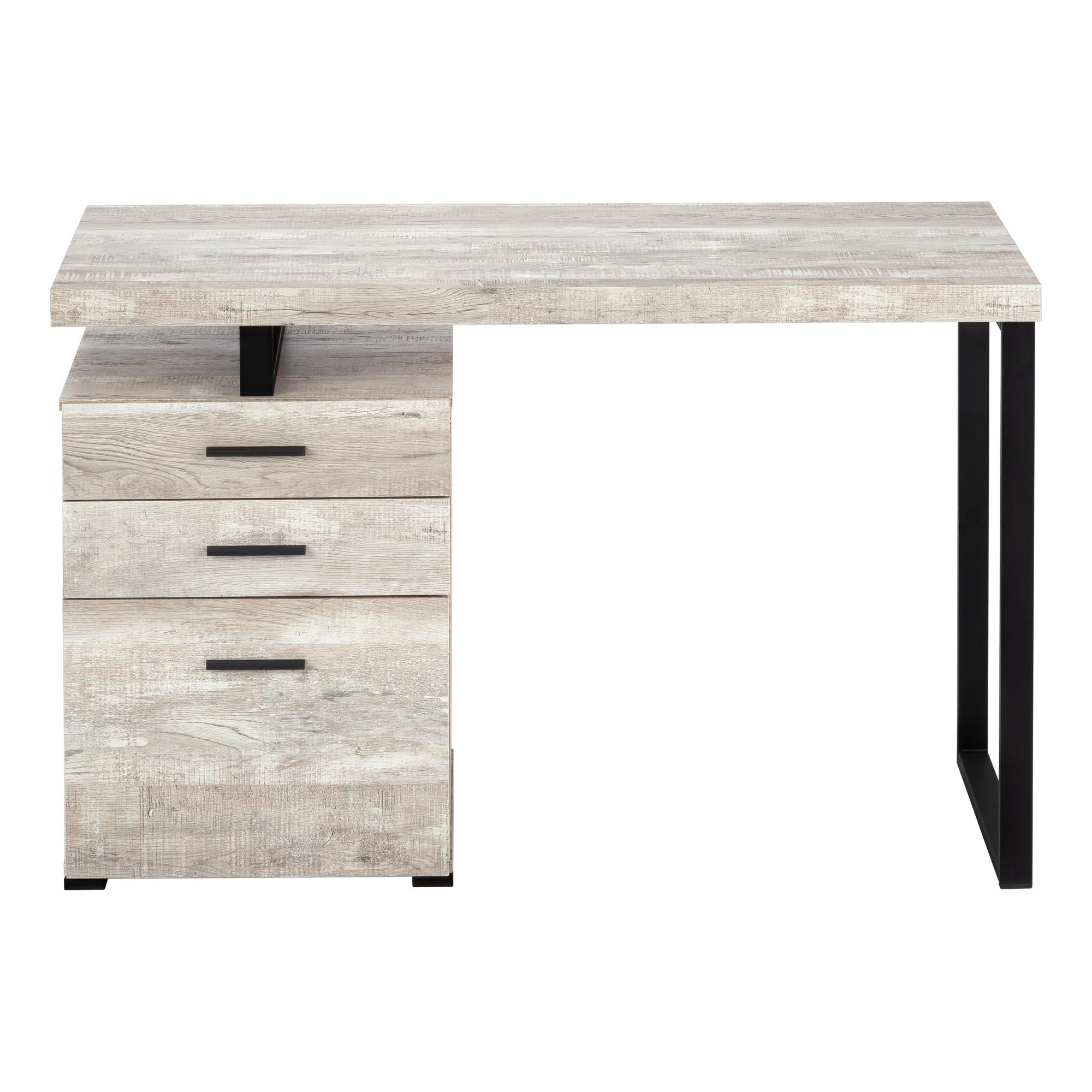 47" Taupe and Black Computer Desk With Three Drawers