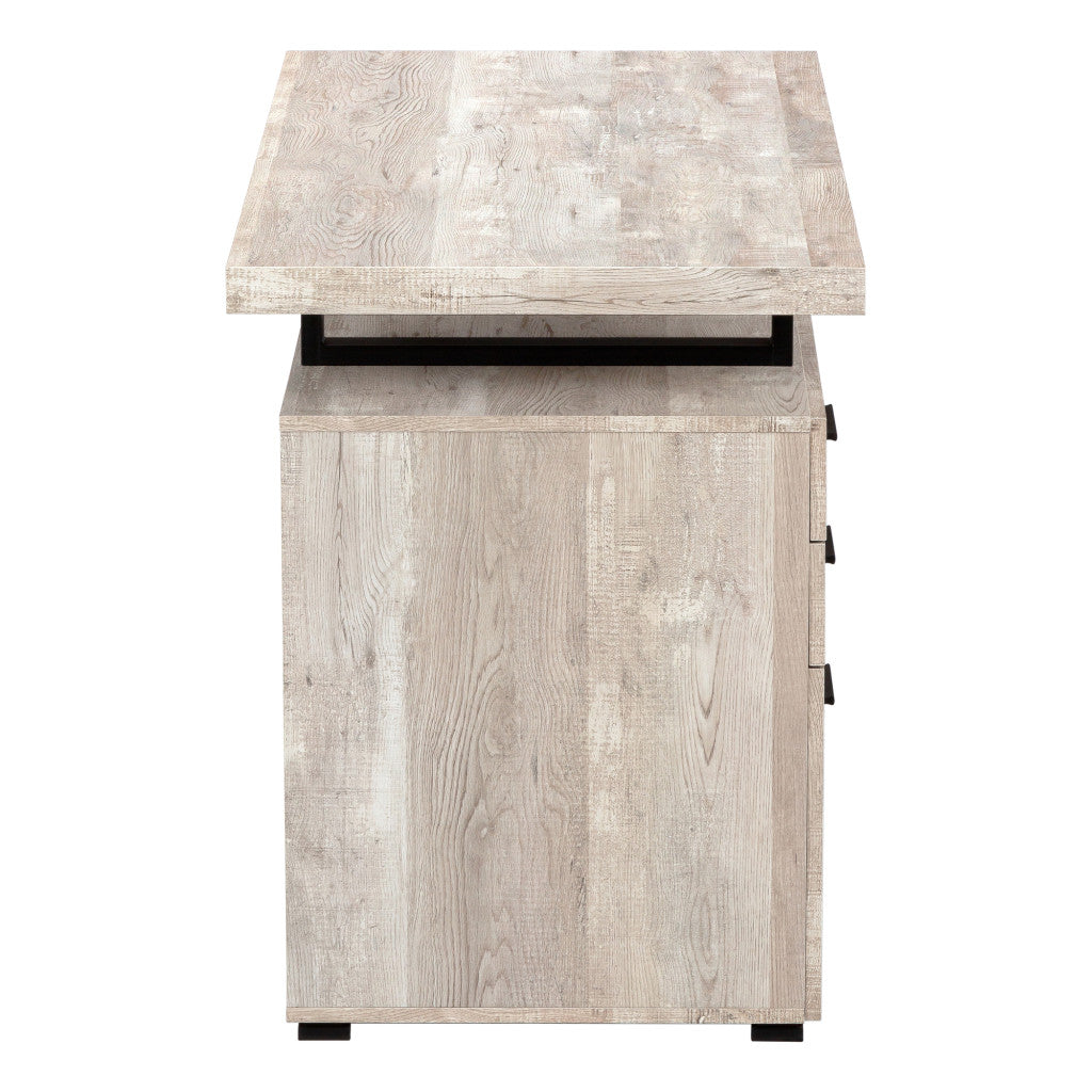 47" Taupe and Black Computer Desk With Three Drawers