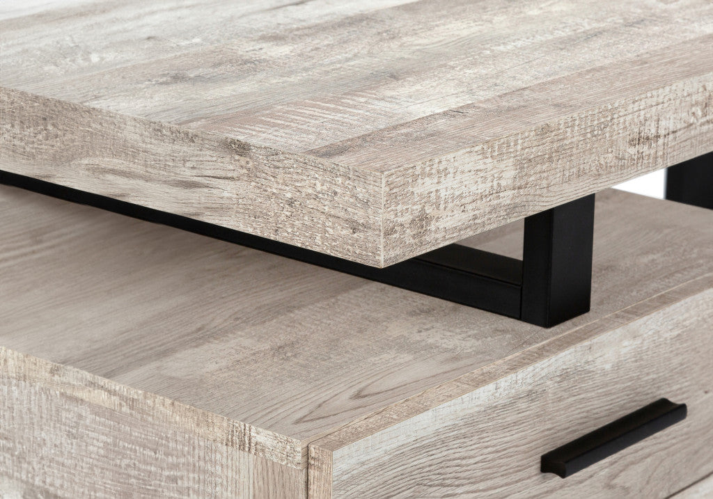 47" Taupe and Black Computer Desk With Three Drawers
