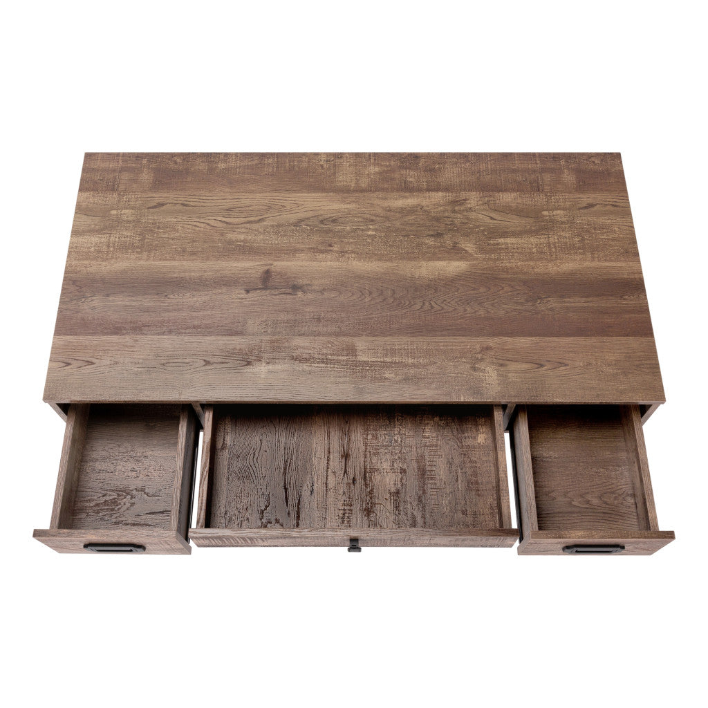 47" Brown and Black Computer Desk With Two Drawers