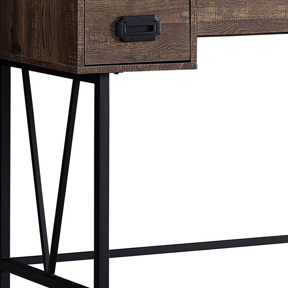 47" Brown and Black Computer Desk With Two Drawers