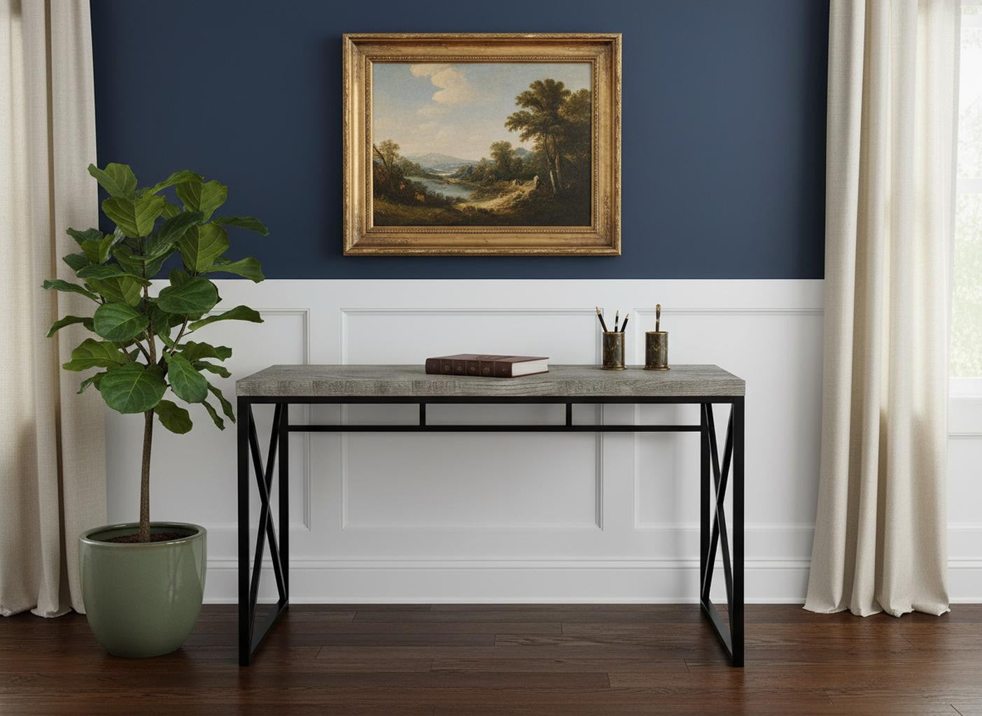 47" Gray and Black Computer Desk