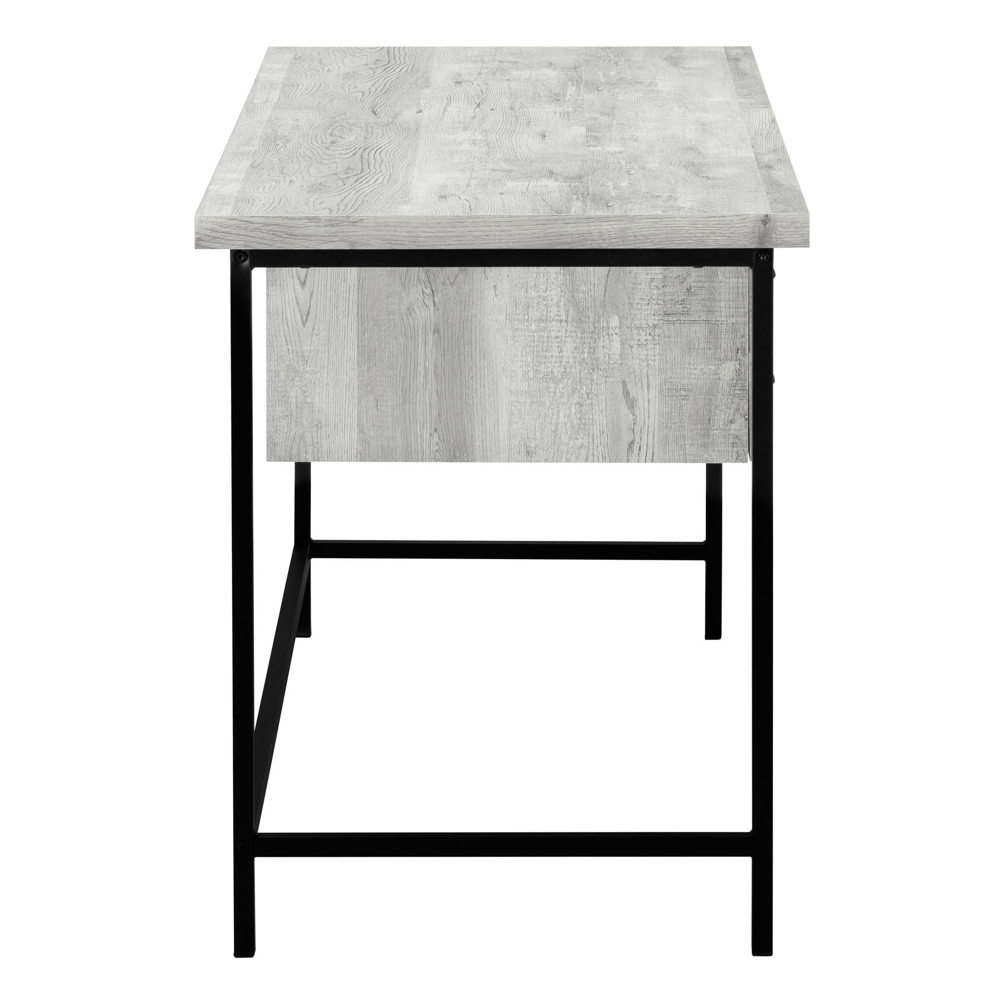 55" Gray and Black Computer Desk With Three Drawers