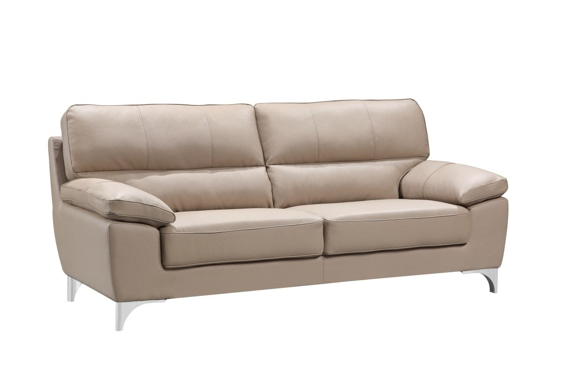Two Piece Indoor Beige Faux Leather Five Person Seating Set