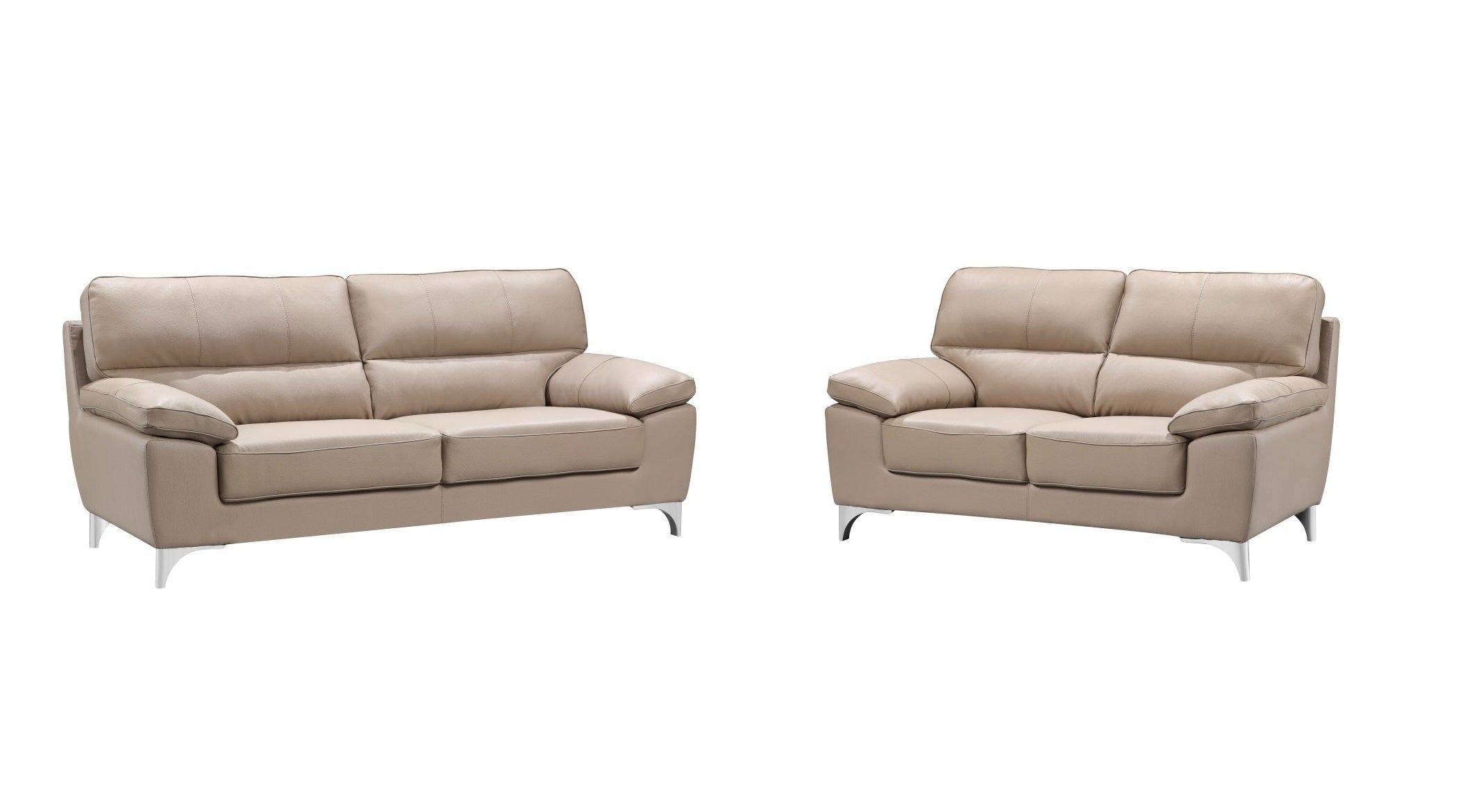 Two Piece Indoor Beige Faux Leather Five Person Seating Set