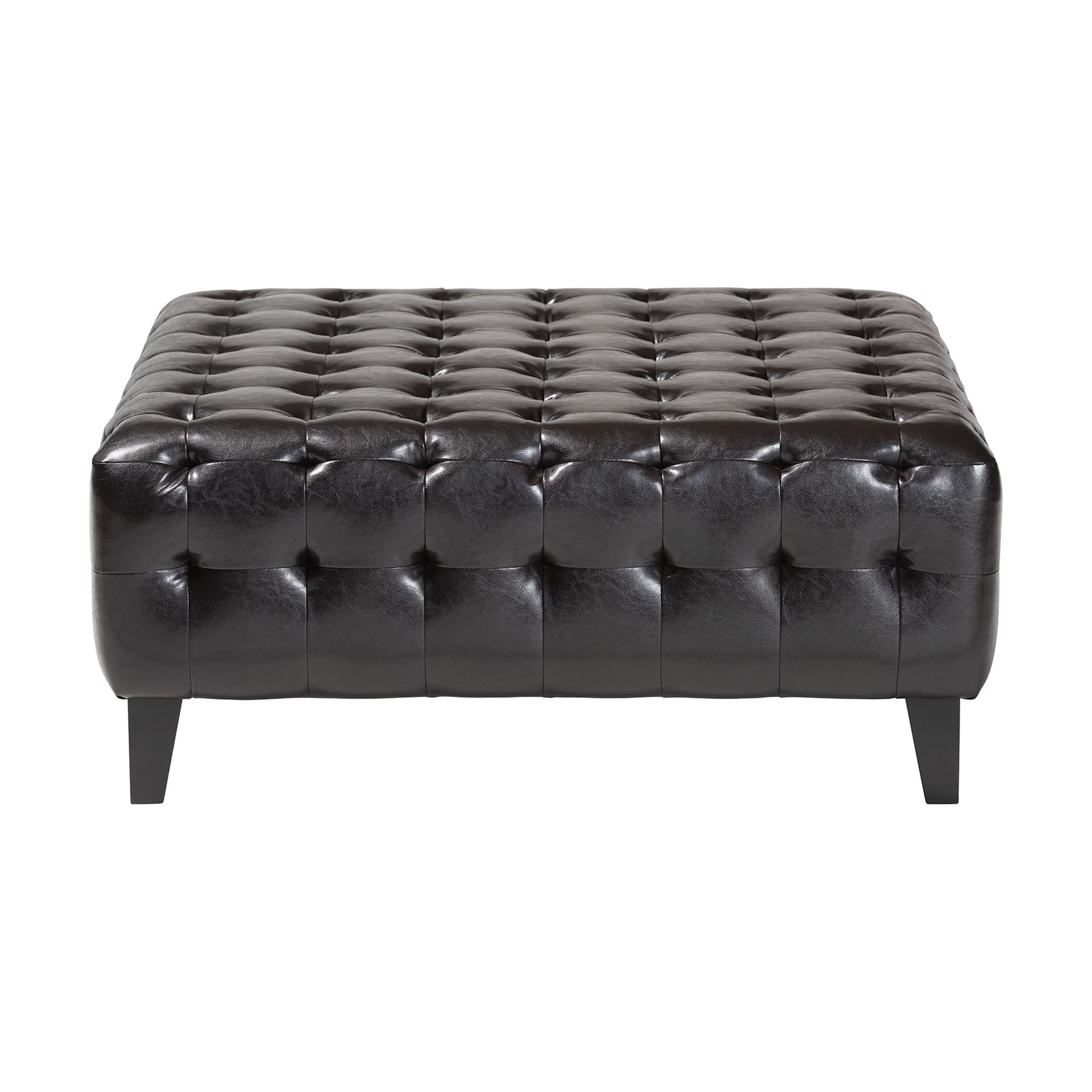 Baxton Studio Pemberly Dark Brown Bonded Leather Square Ottoman