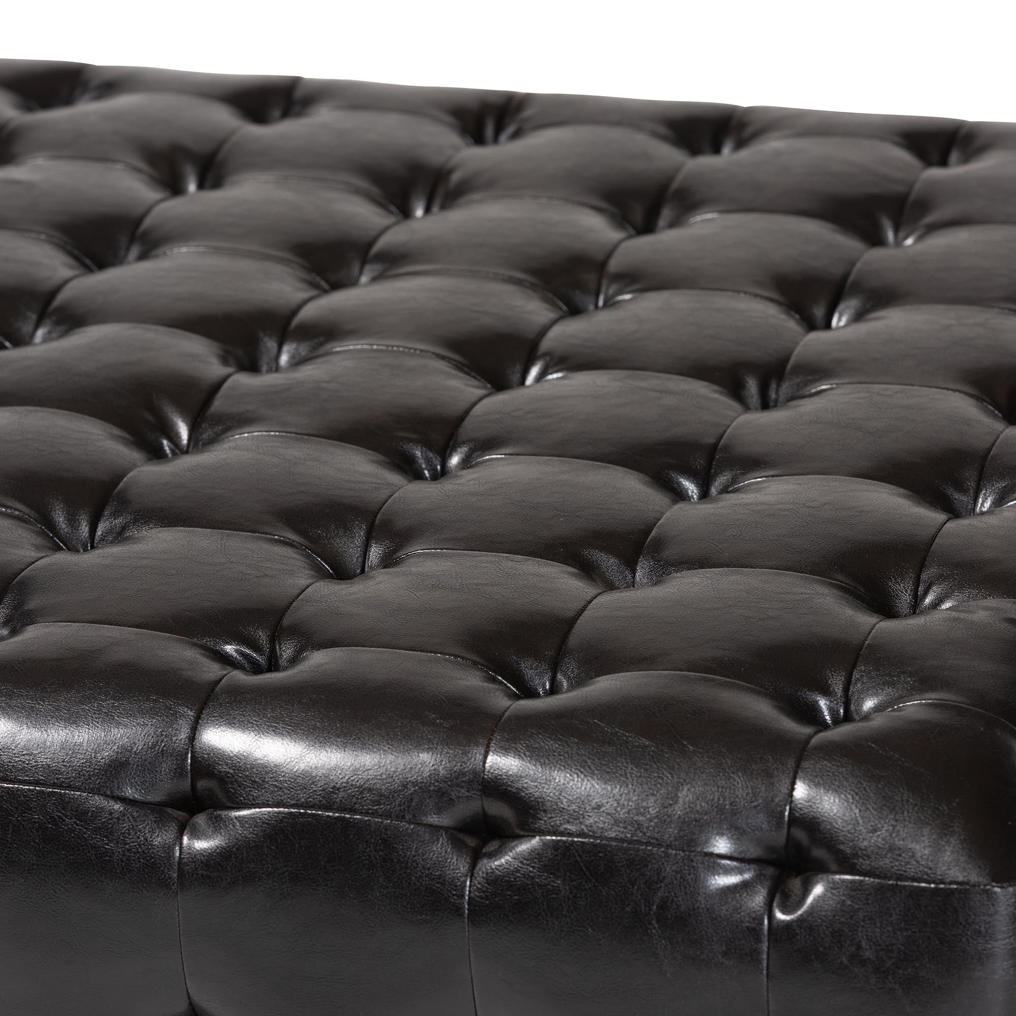 Baxton Studio Pemberly Dark Brown Bonded Leather Square Ottoman