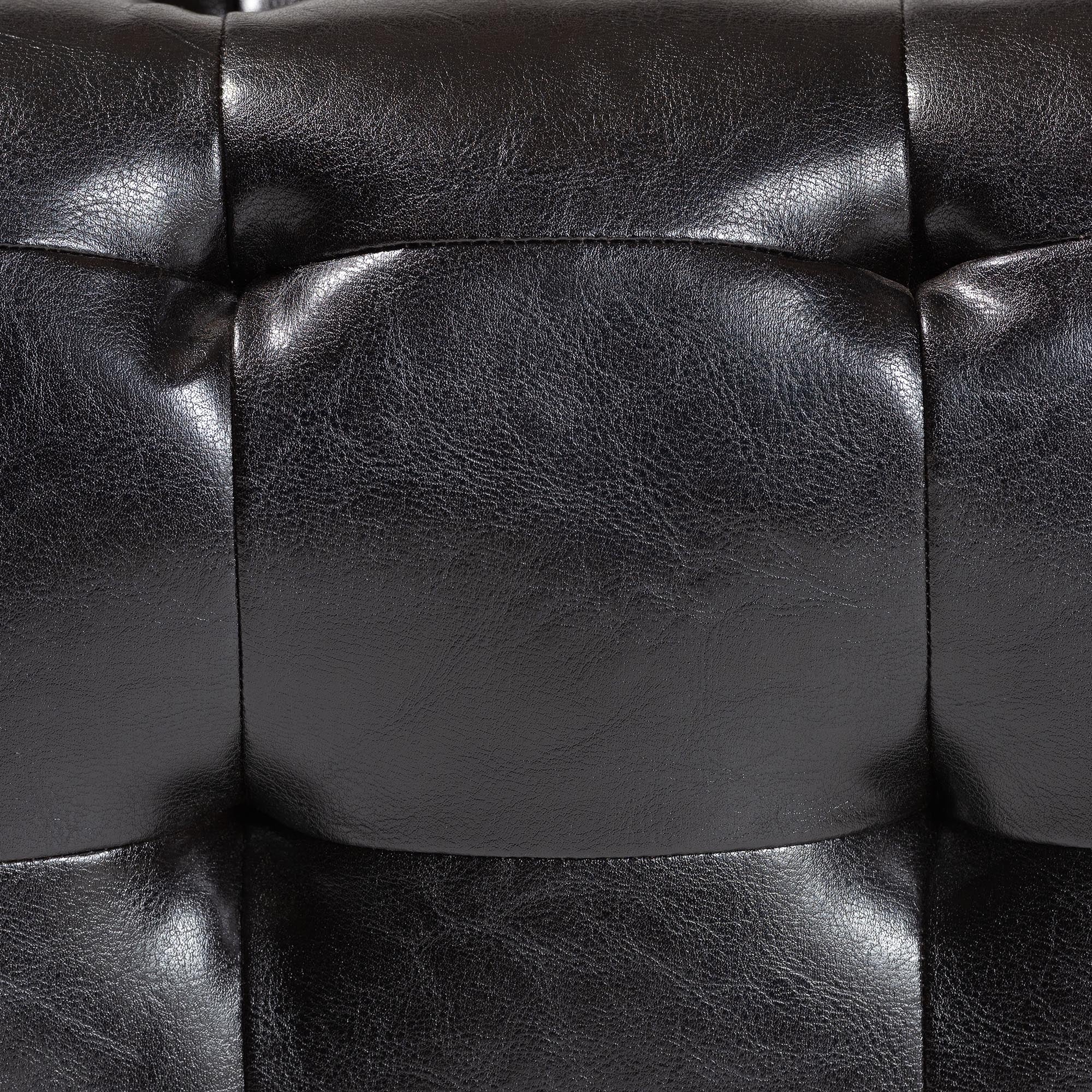 Baxton Studio Pemberly Dark Brown Bonded Leather Square Ottoman