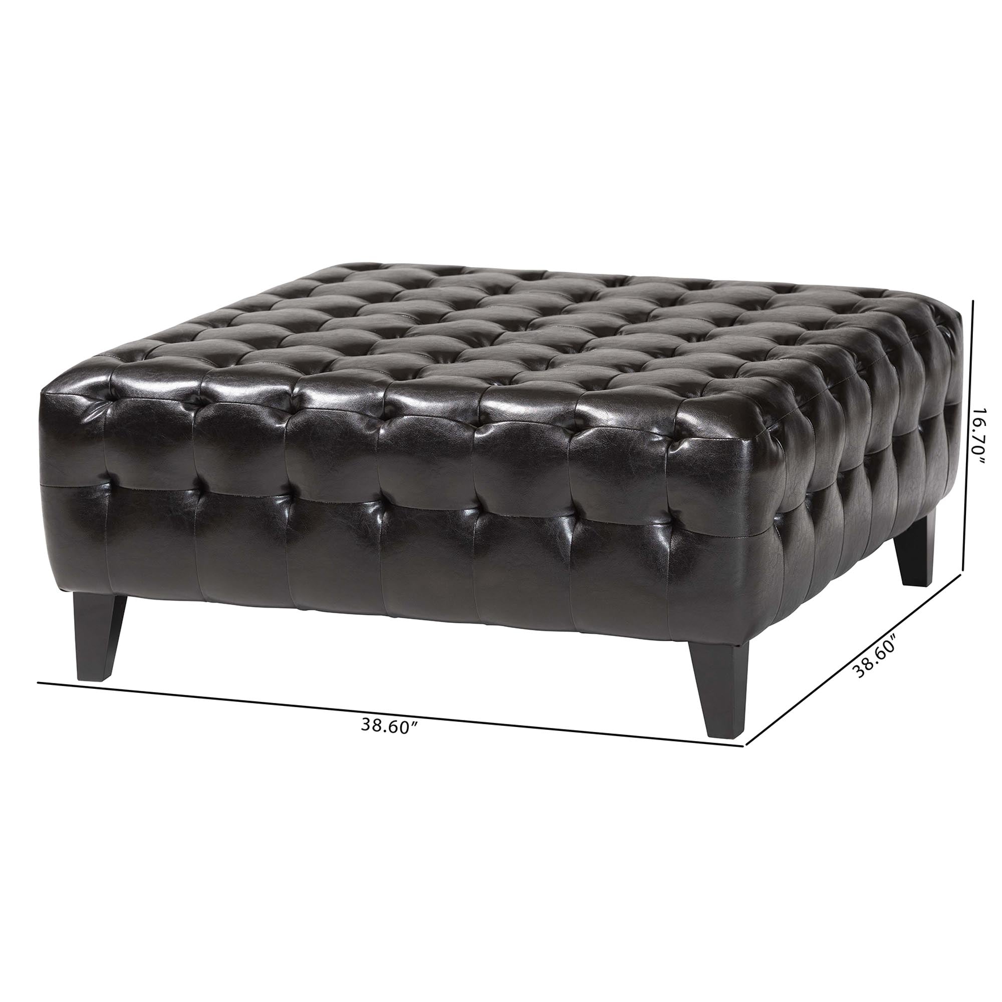 Baxton Studio Pemberly Dark Brown Bonded Leather Square Ottoman