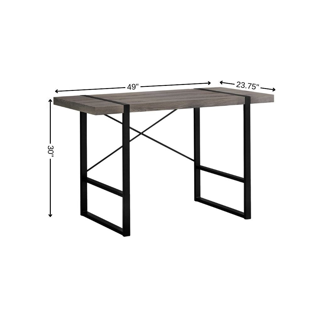 49" Taupe and Black Computer Desk